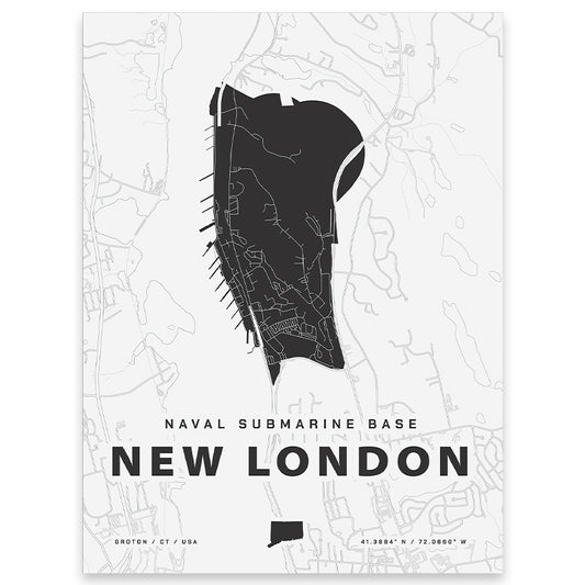 Naval Submarine Base New London Map Print