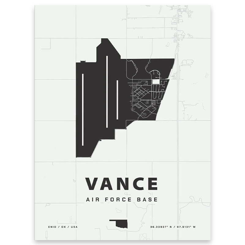Vance Air Force Base Map Print
