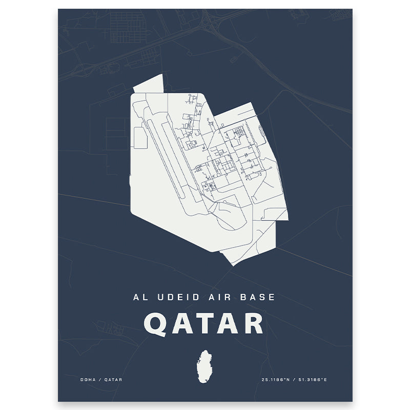 Al Udeid Air Base Qatar Map Print