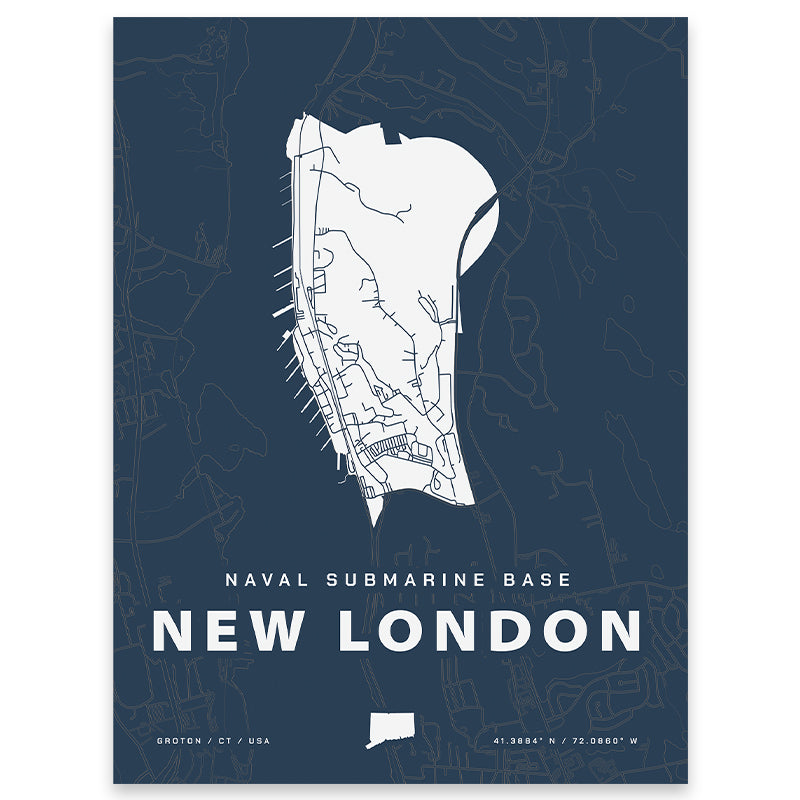 Naval Submarine Base New London Map Print