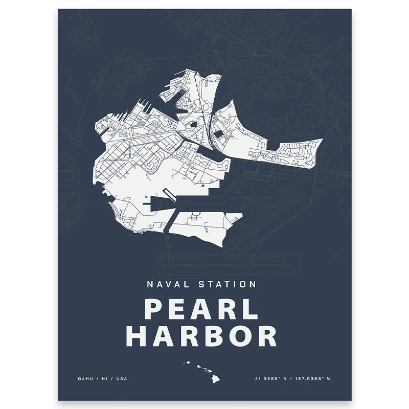 Naval Station Pearl Harbor Map Print