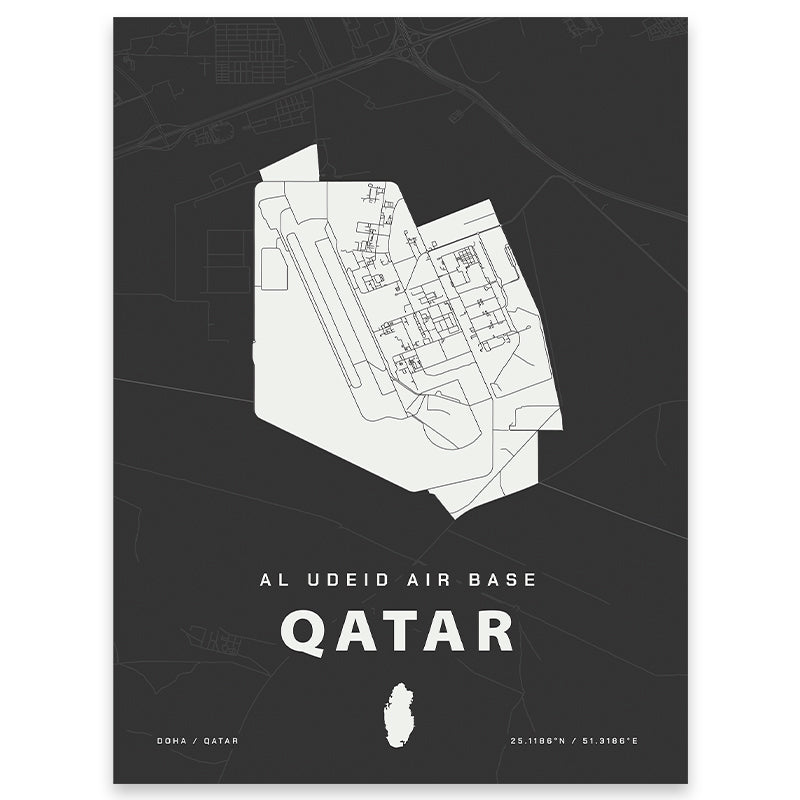 Al Udeid Air Base Qatar Map Print
