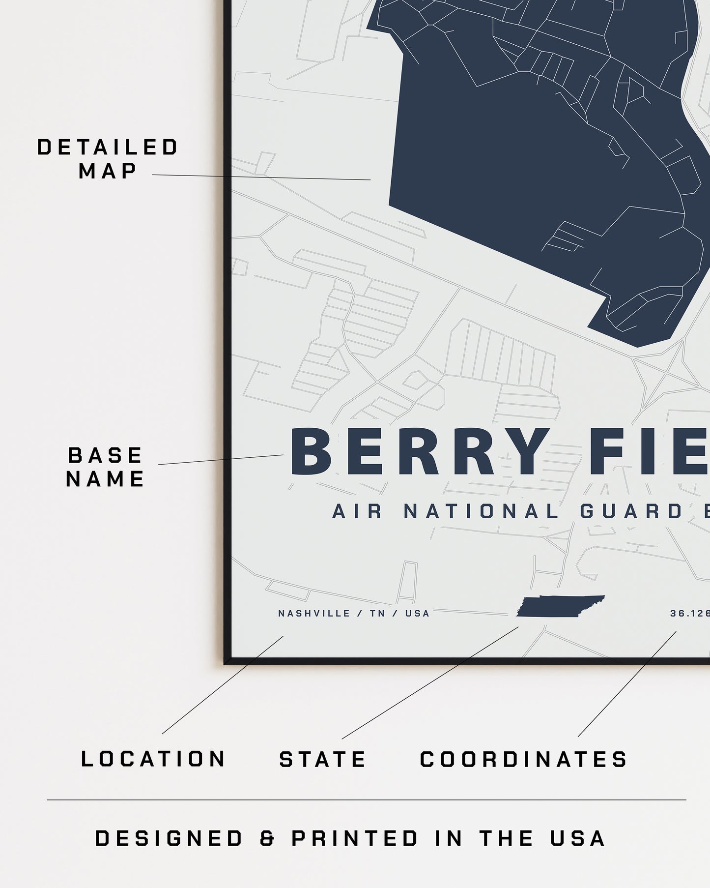 Berry Field Air National Guard Base Map Print