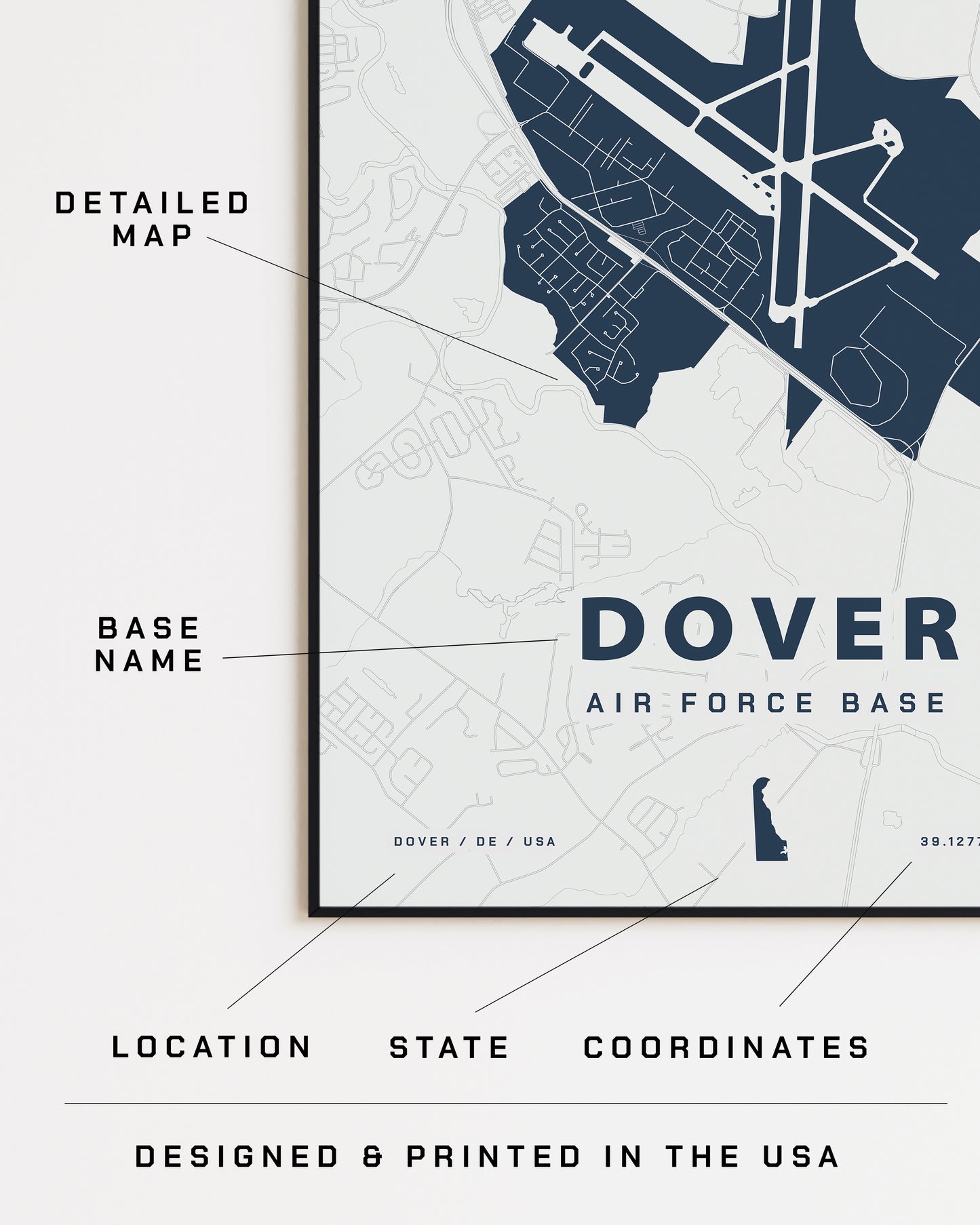 Dover Air Force Base Map Print