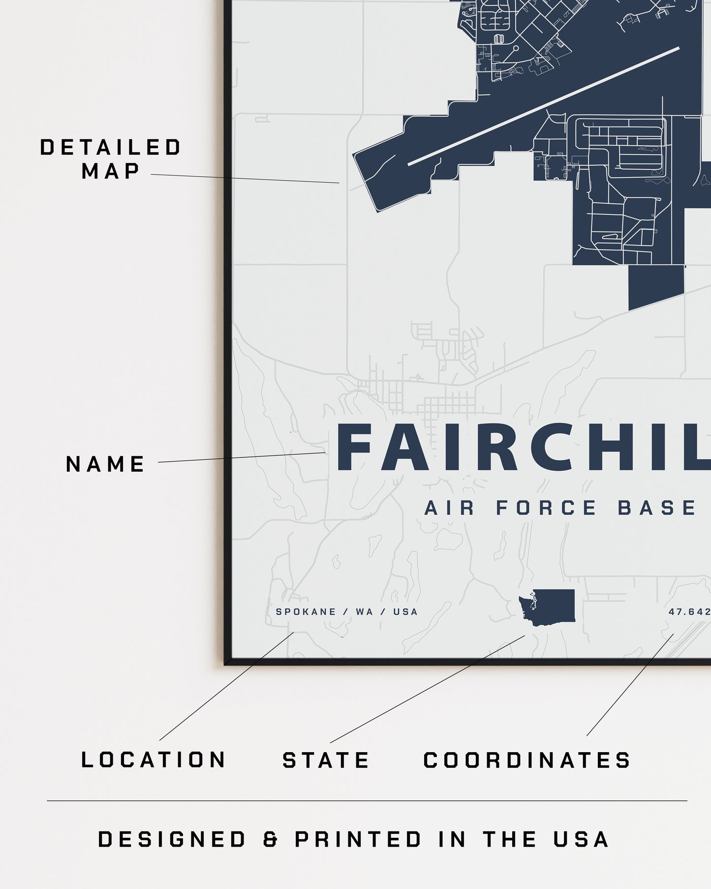 Fairchild Air Force Base Map Print