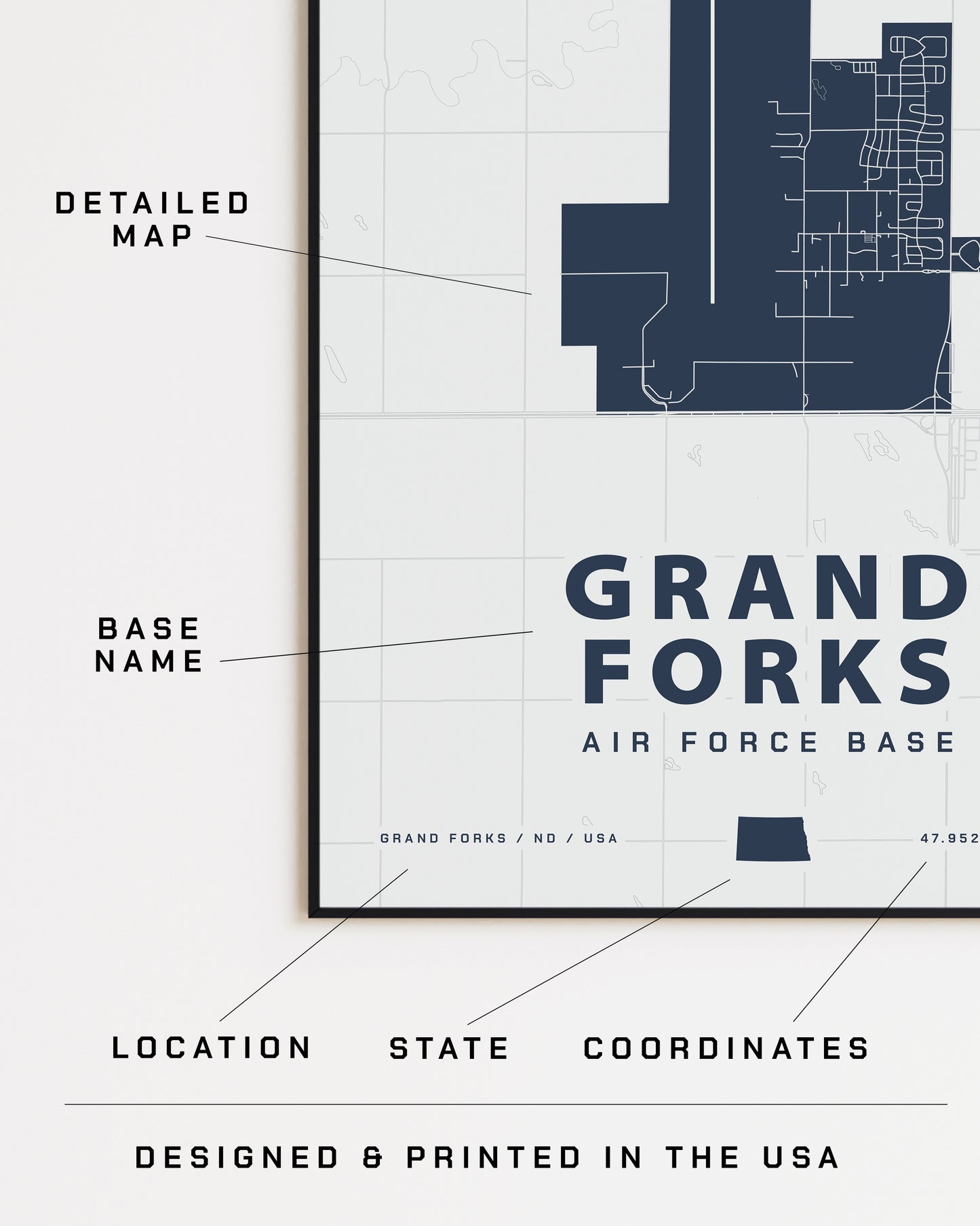 Grand Forks Air Force Base Map Print