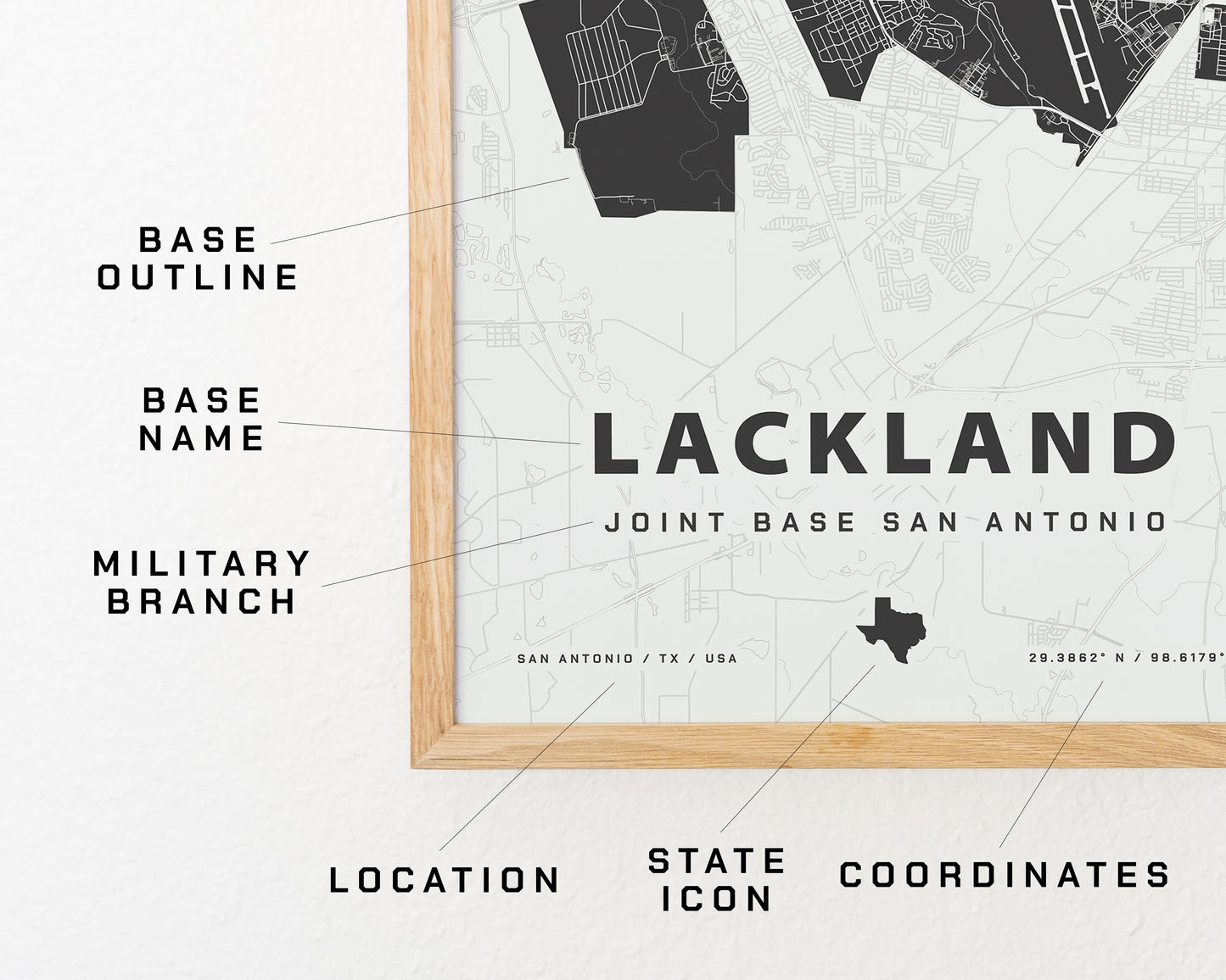 Lackland Joint Base Map Print