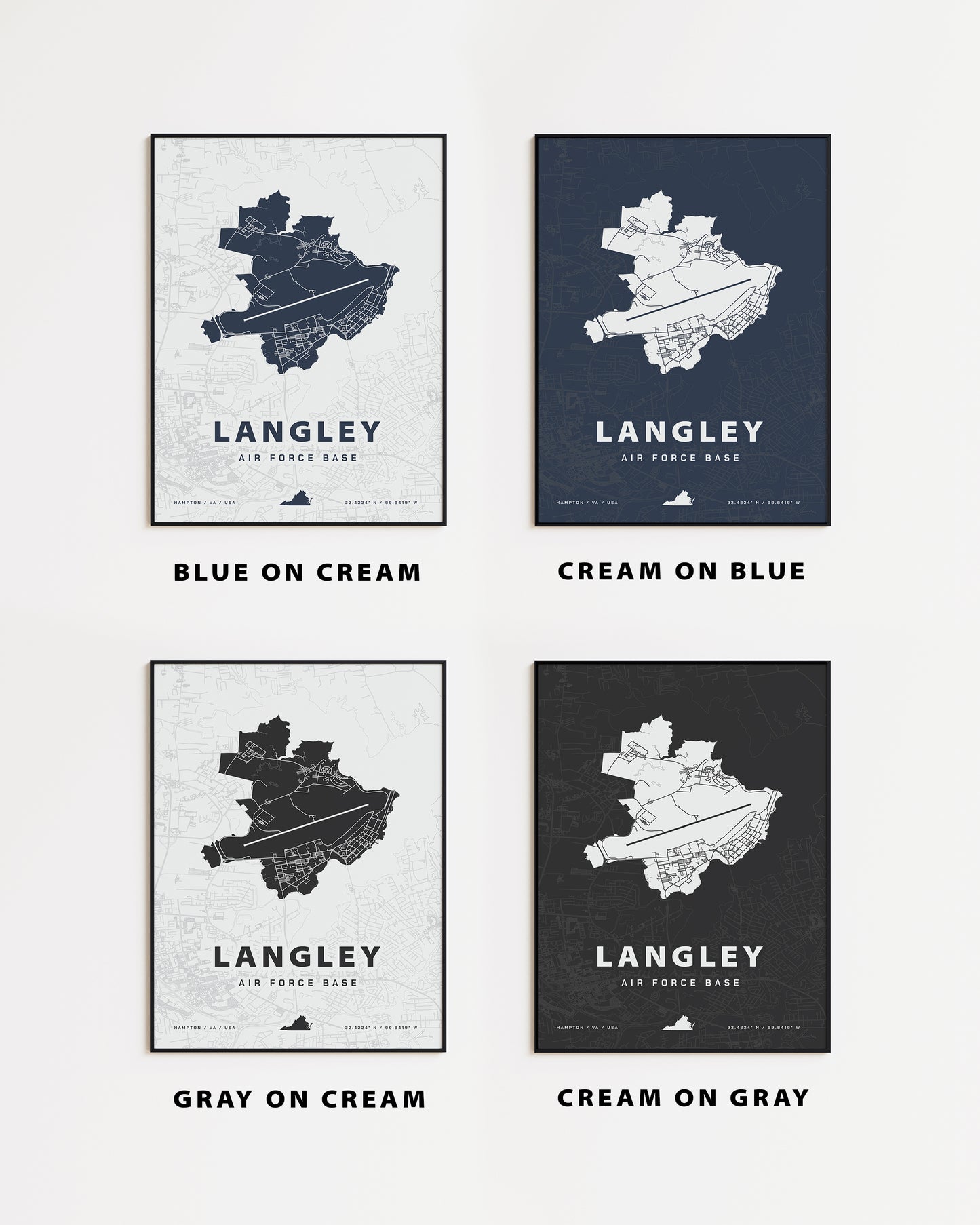 Langley Air Force Base Map Print