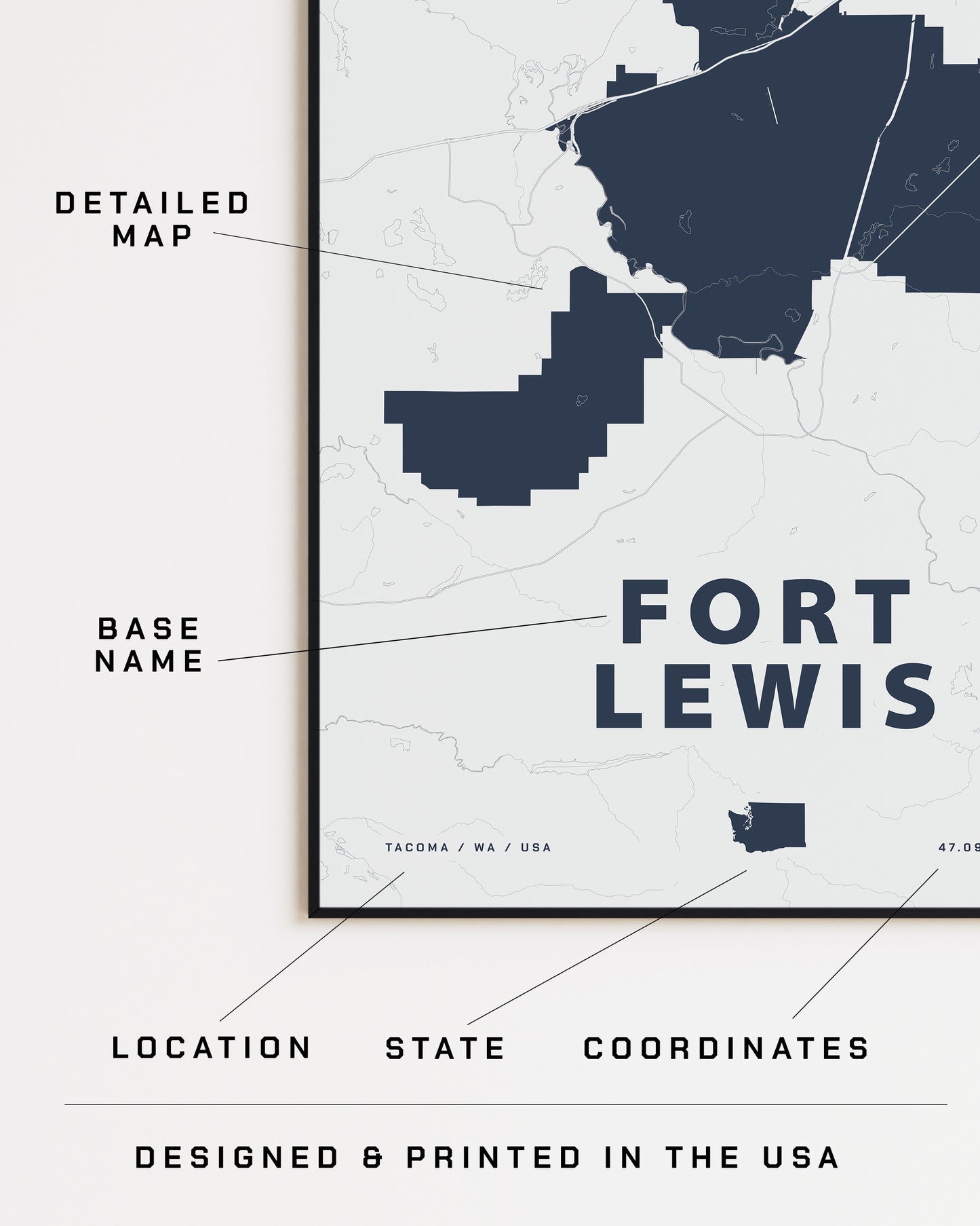 Fort Lewis Map Print