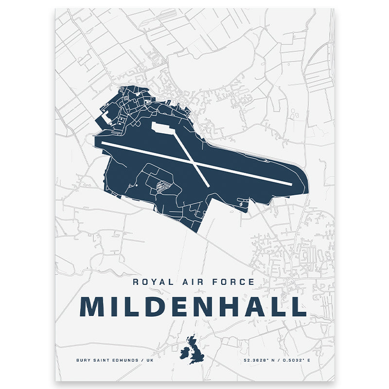 Royal Air Force Mildenhall Map Print