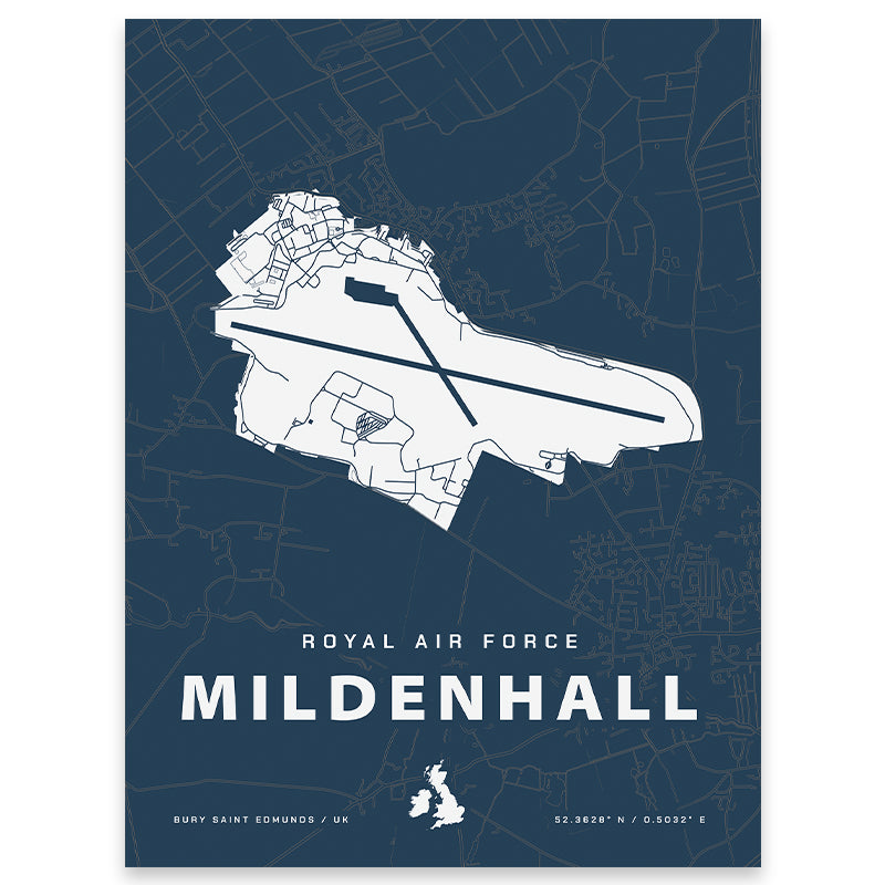 Royal Air Force Mildenhall Map Print