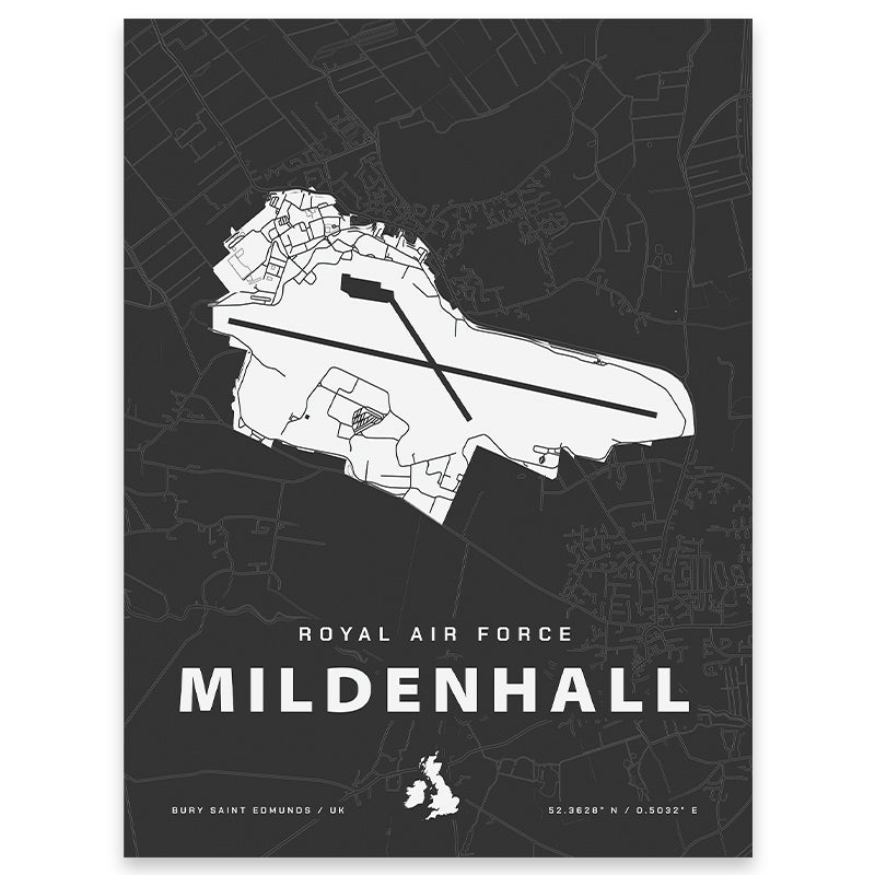 Royal Air Force Mildenhall Map Print