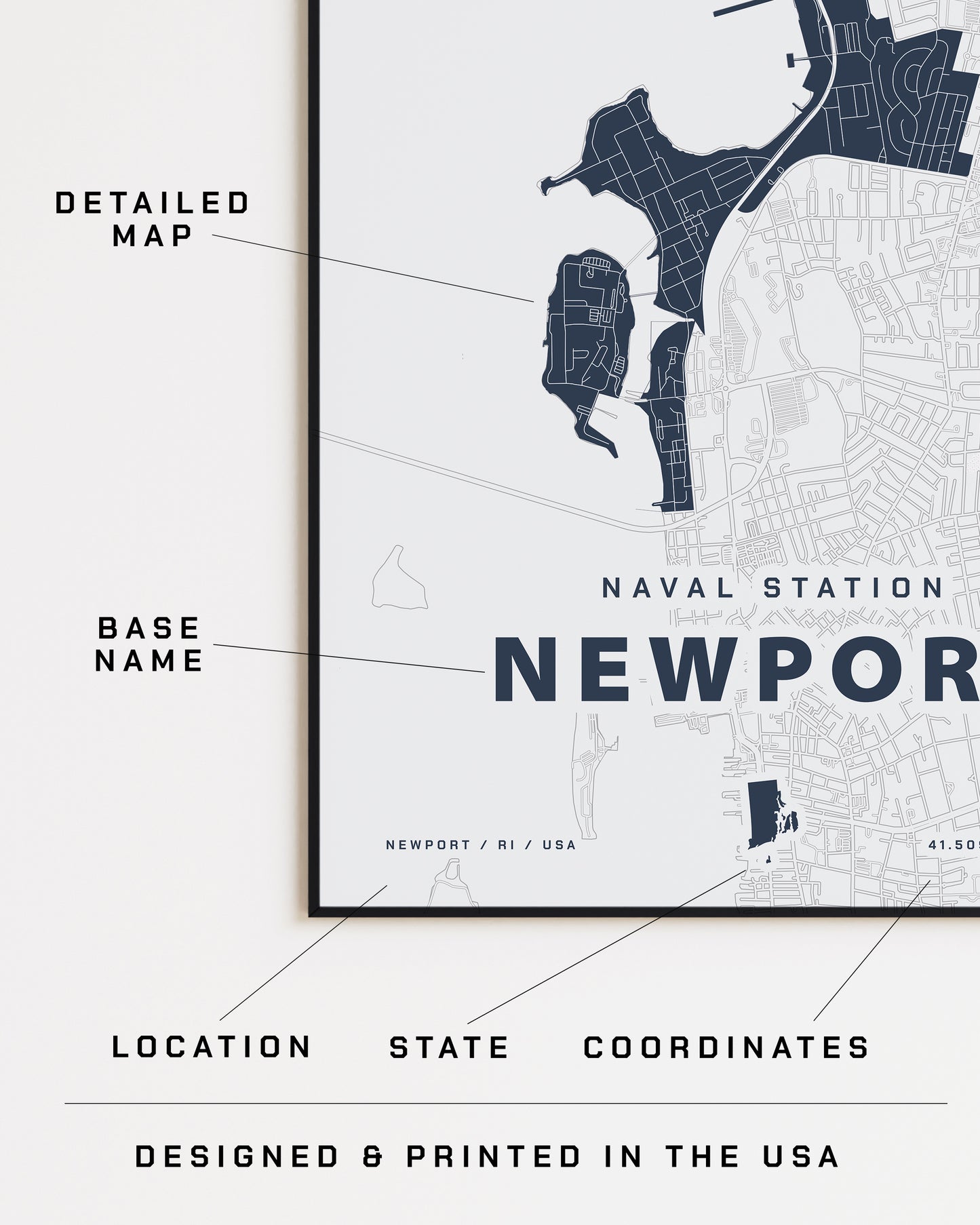 Naval Station Newport Map Print