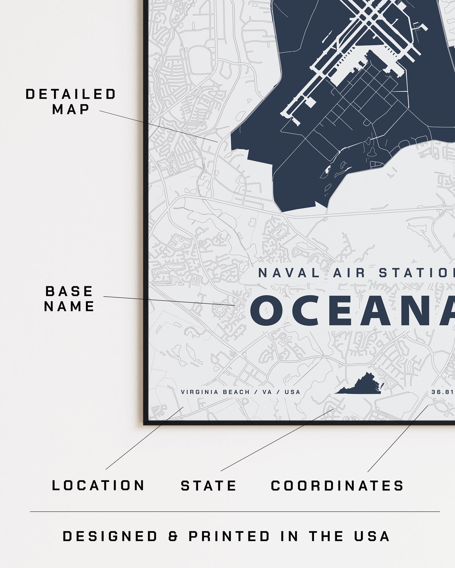 Naval Air Station Oceana Map Print