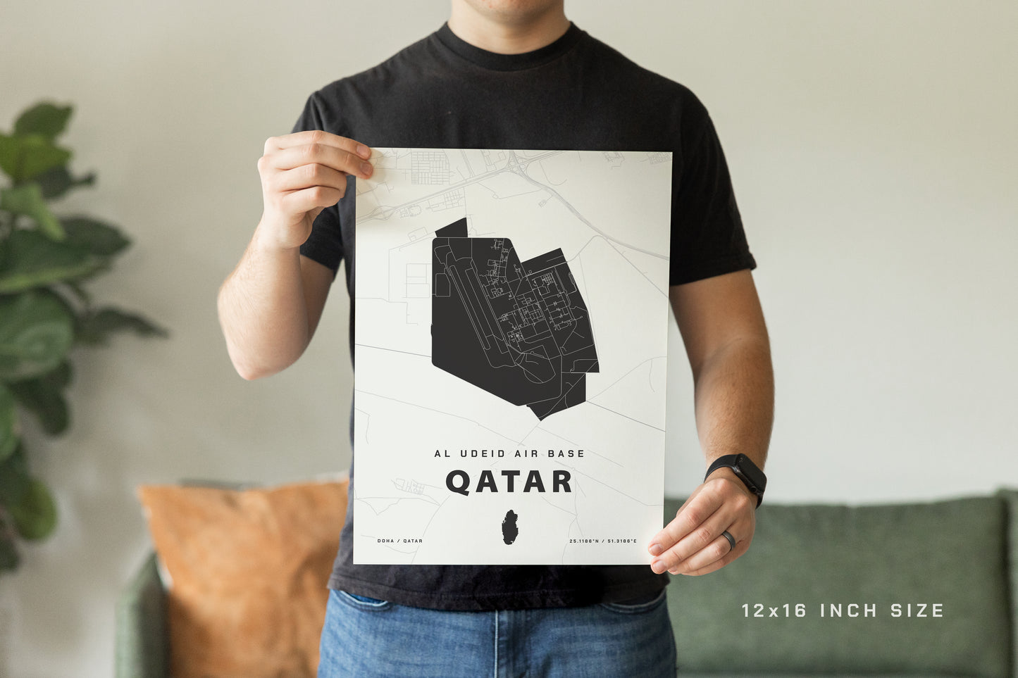 Al Udeid Air Base Qatar Map Print
