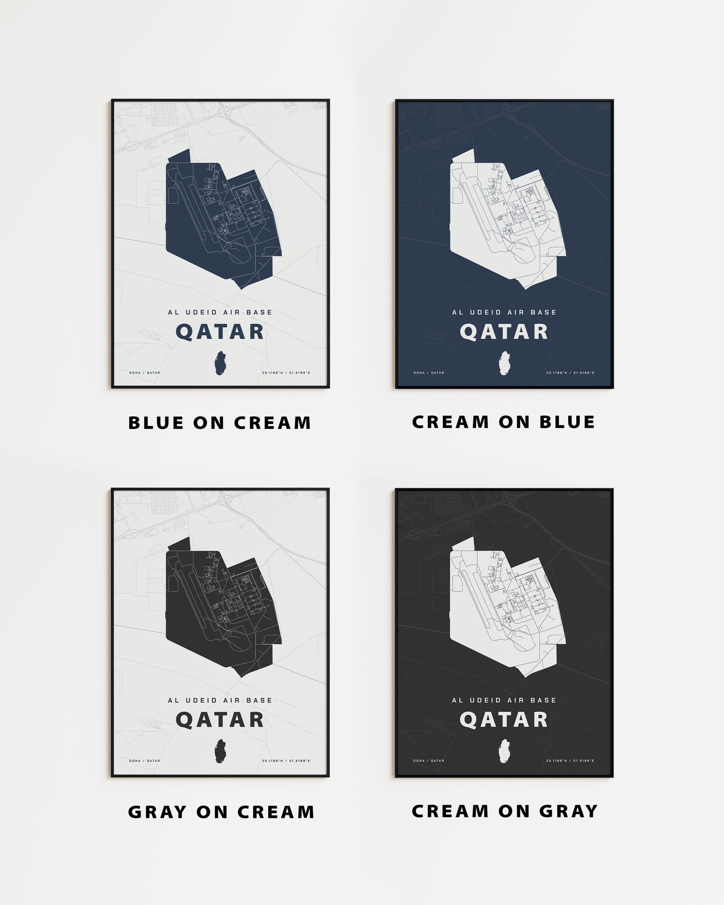 Al Udeid Air Base Qatar Map Print