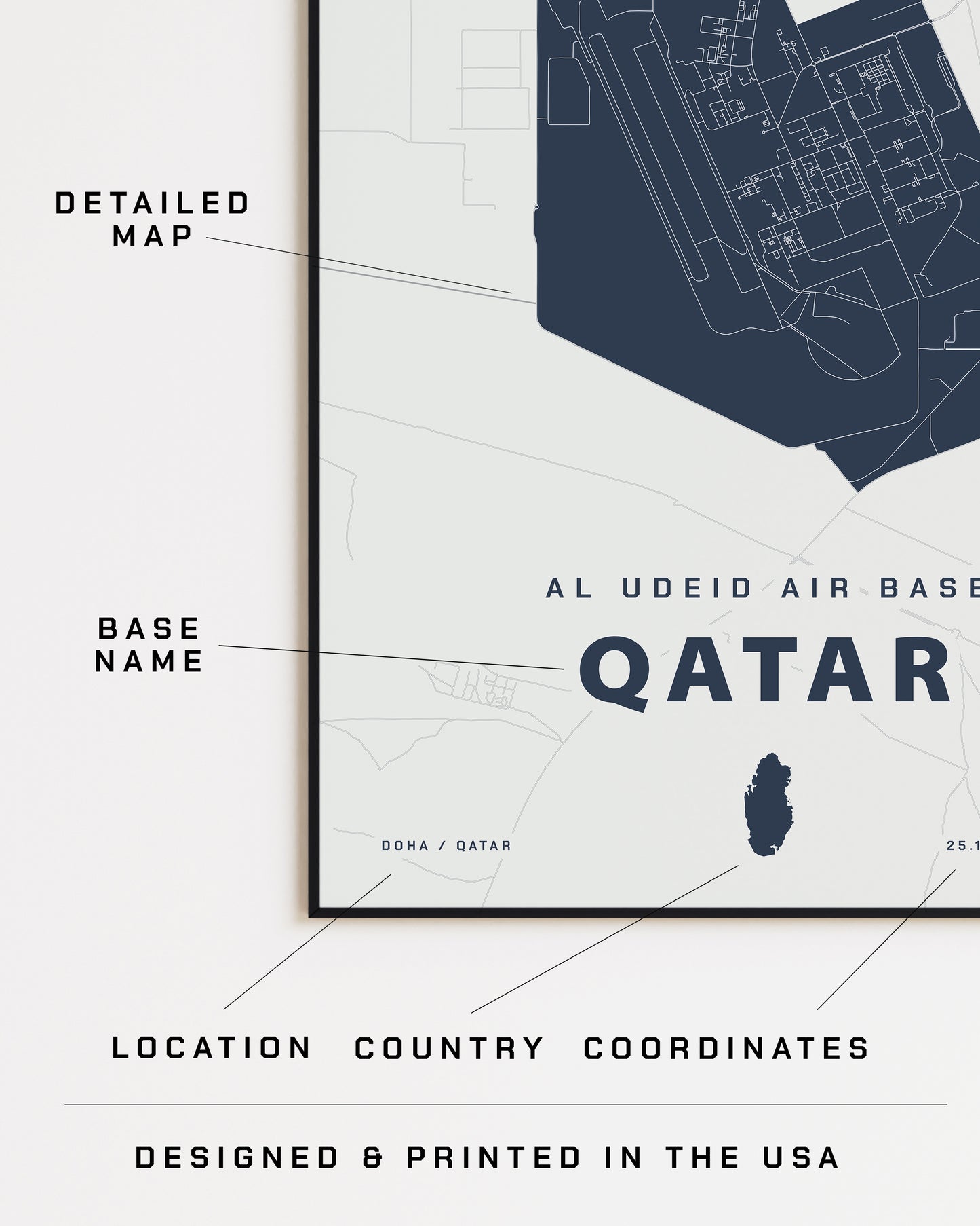 Al Udeid Air Base Qatar Map Print