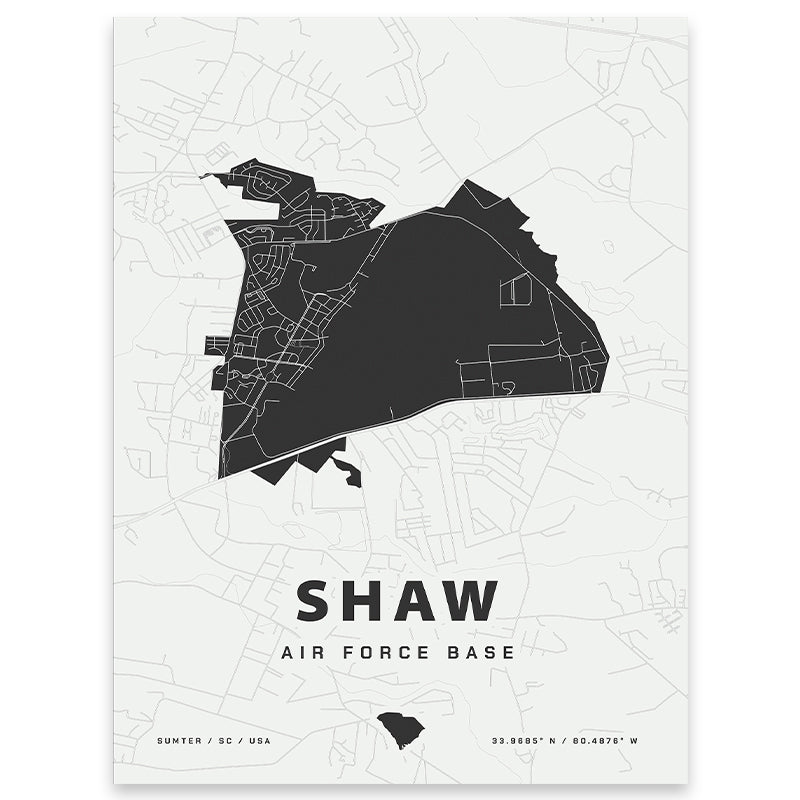 Shaw Air Force Base Map Print