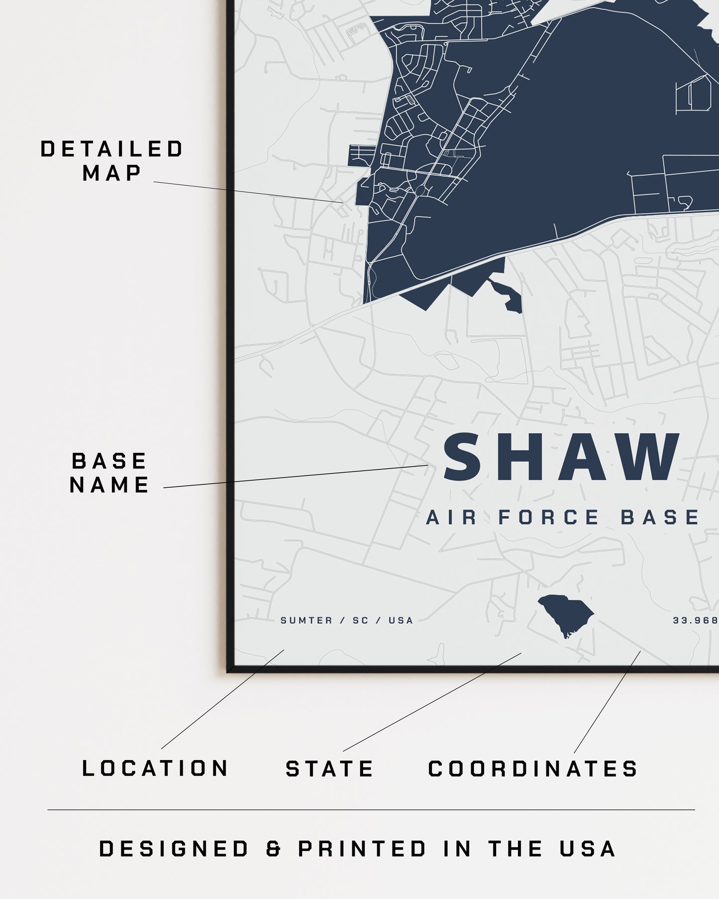 Shaw Air Force Base Map Print