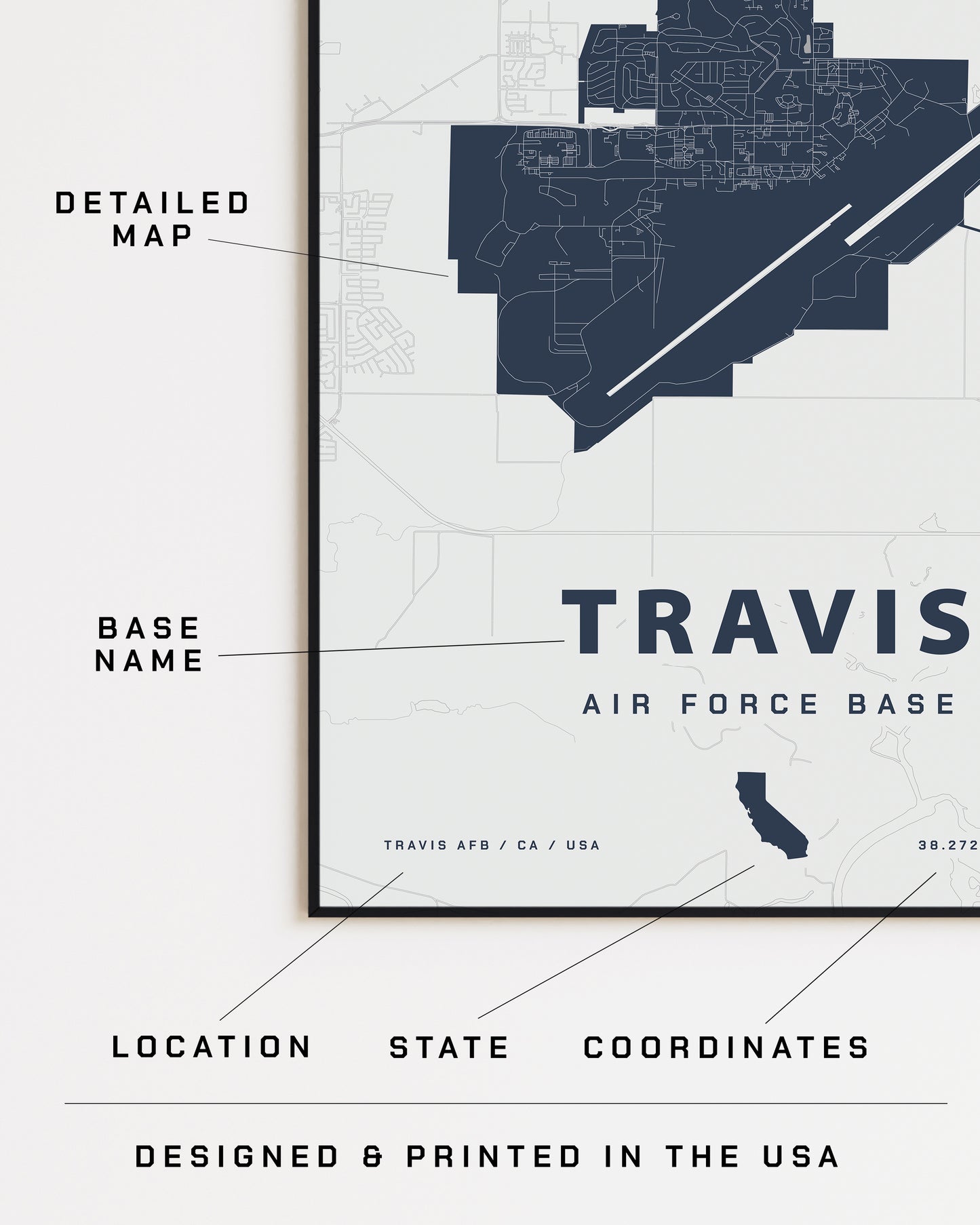 Travis Air Force Base Map Print