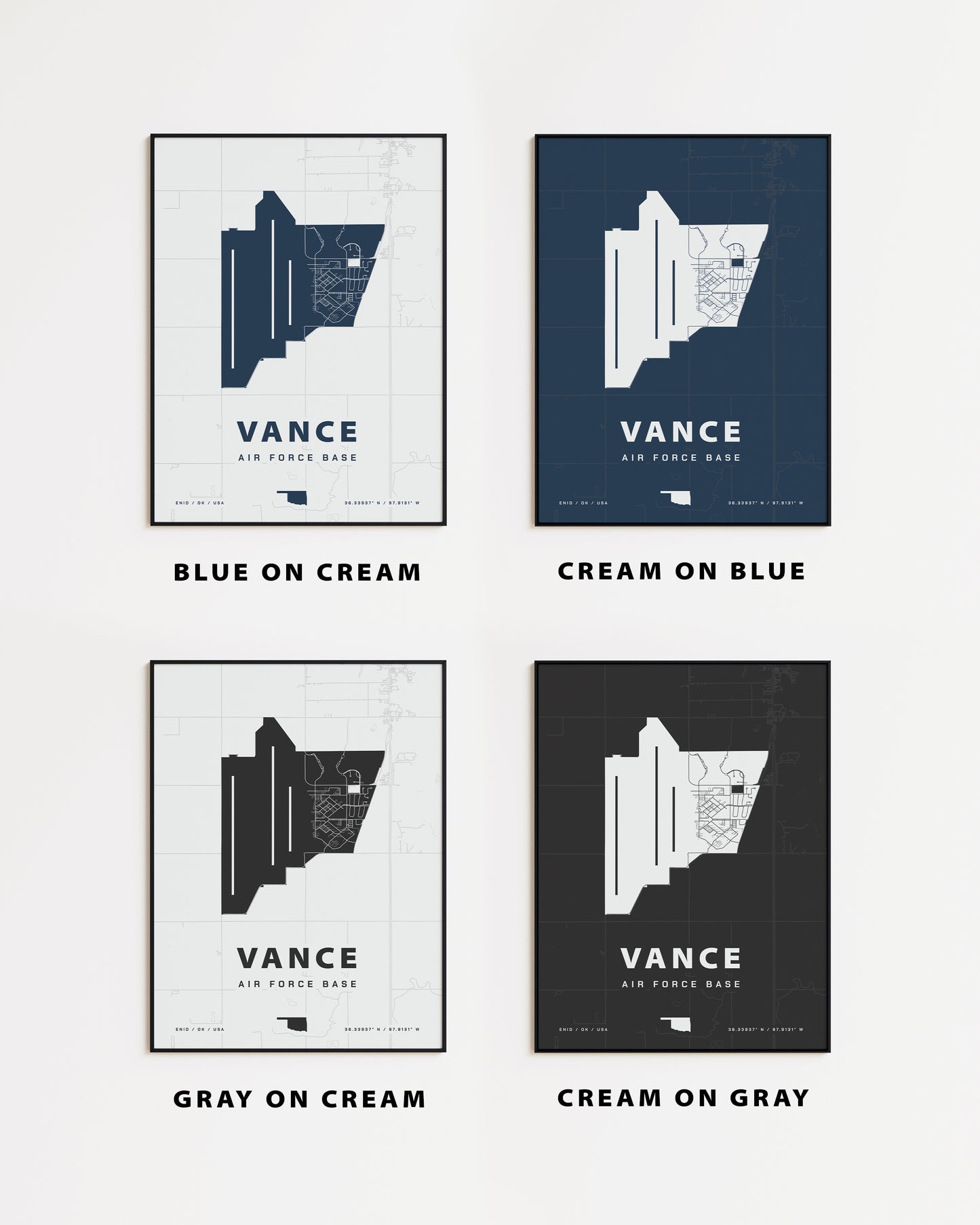 Vance Air Force Base Map Print