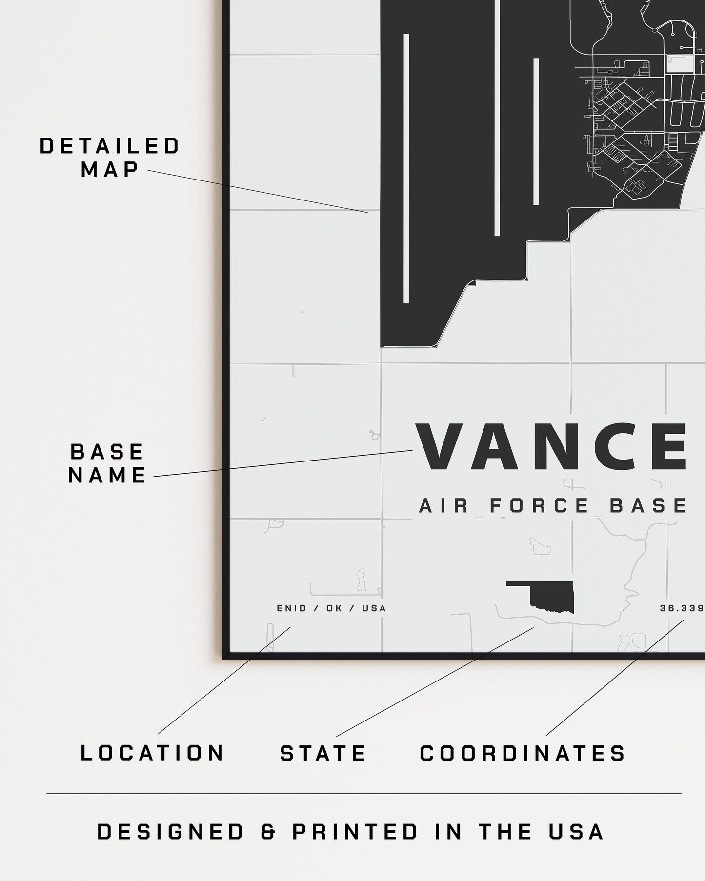 Vance Air Force Base Map Print