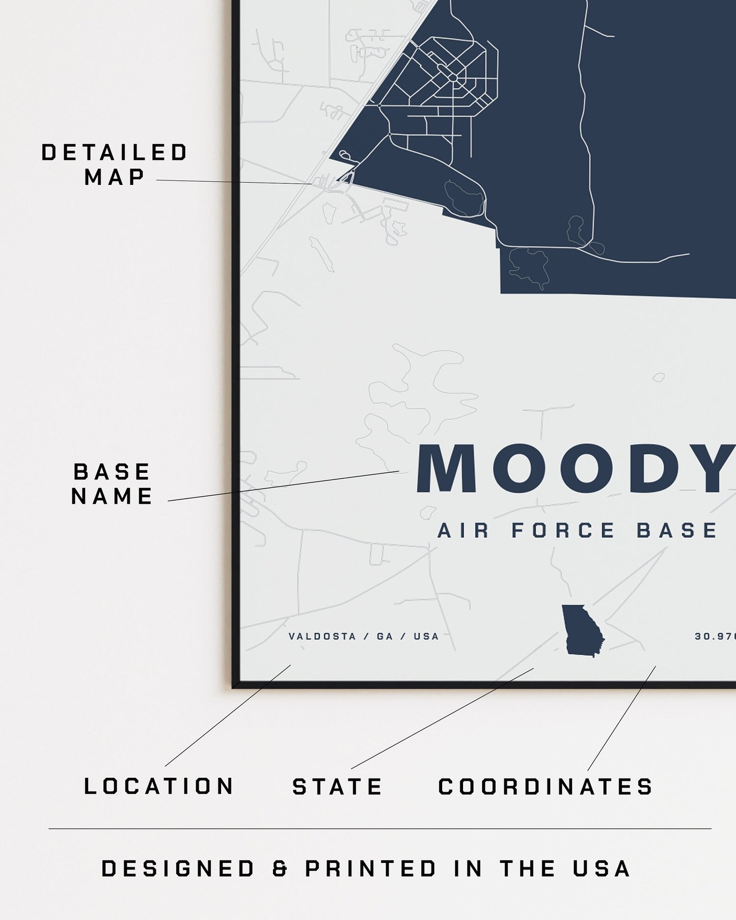 Moody Air Force Base Map Print