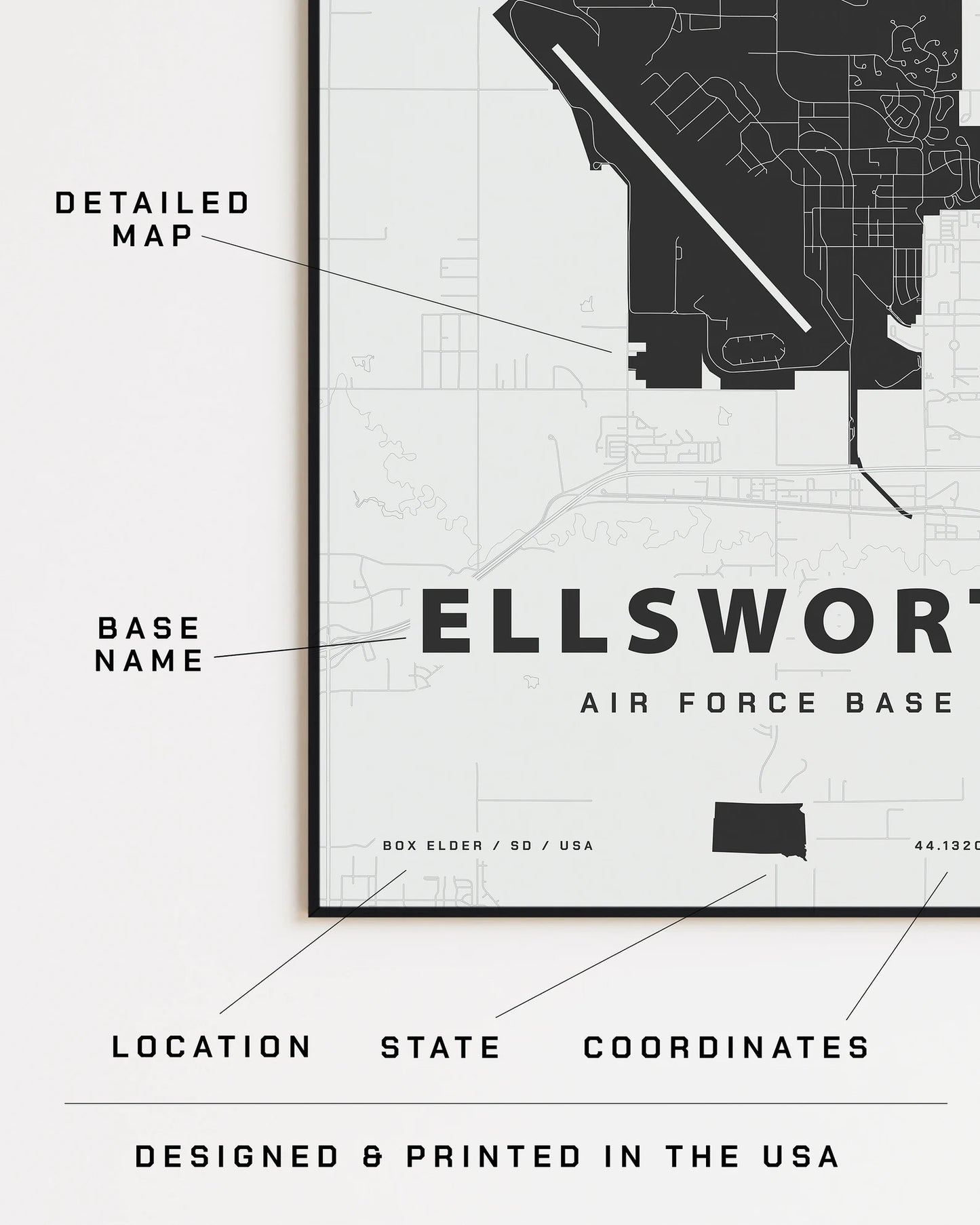 Ellsworth Air Force Base Map Print