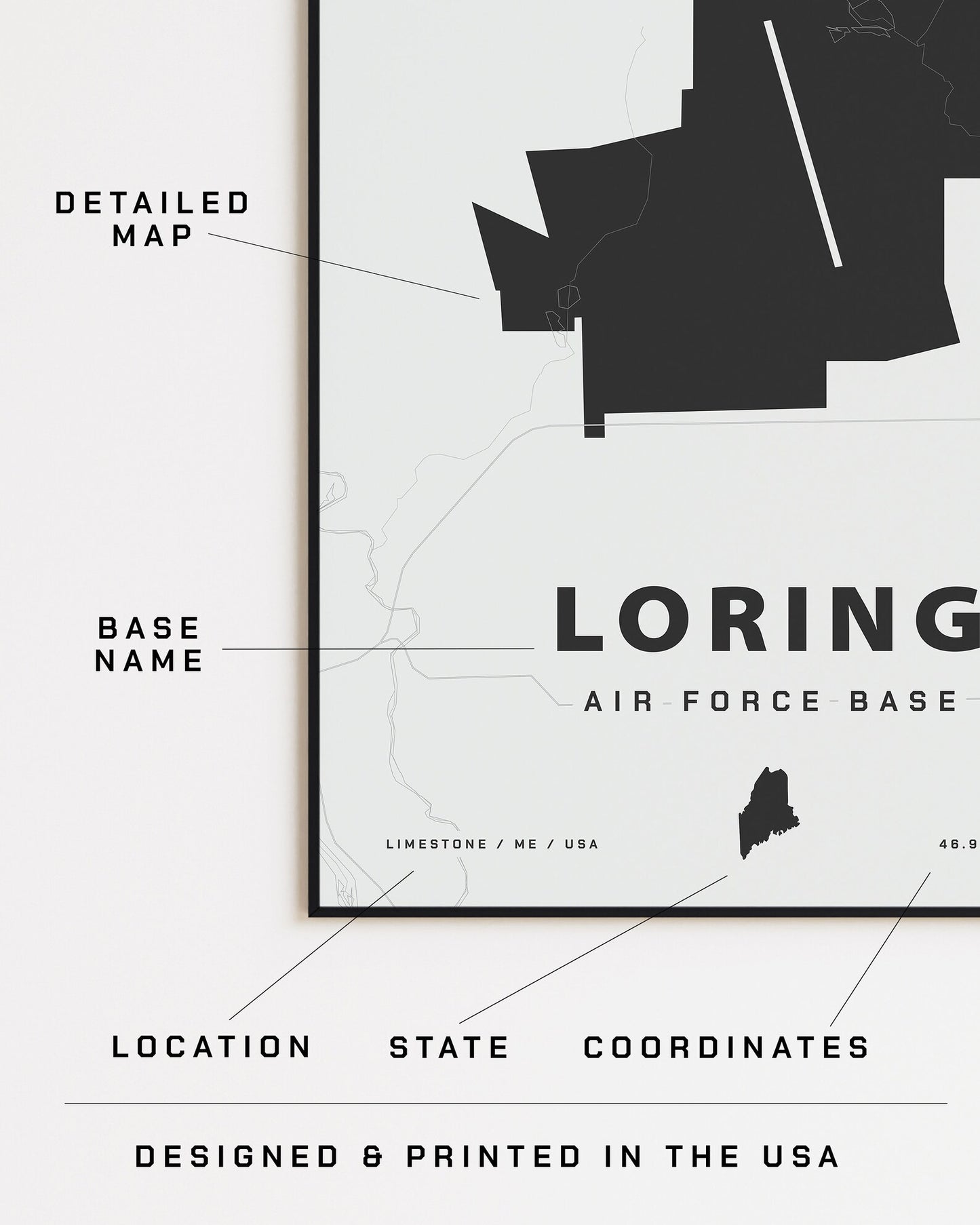 Loring Air Force Base Map Print
