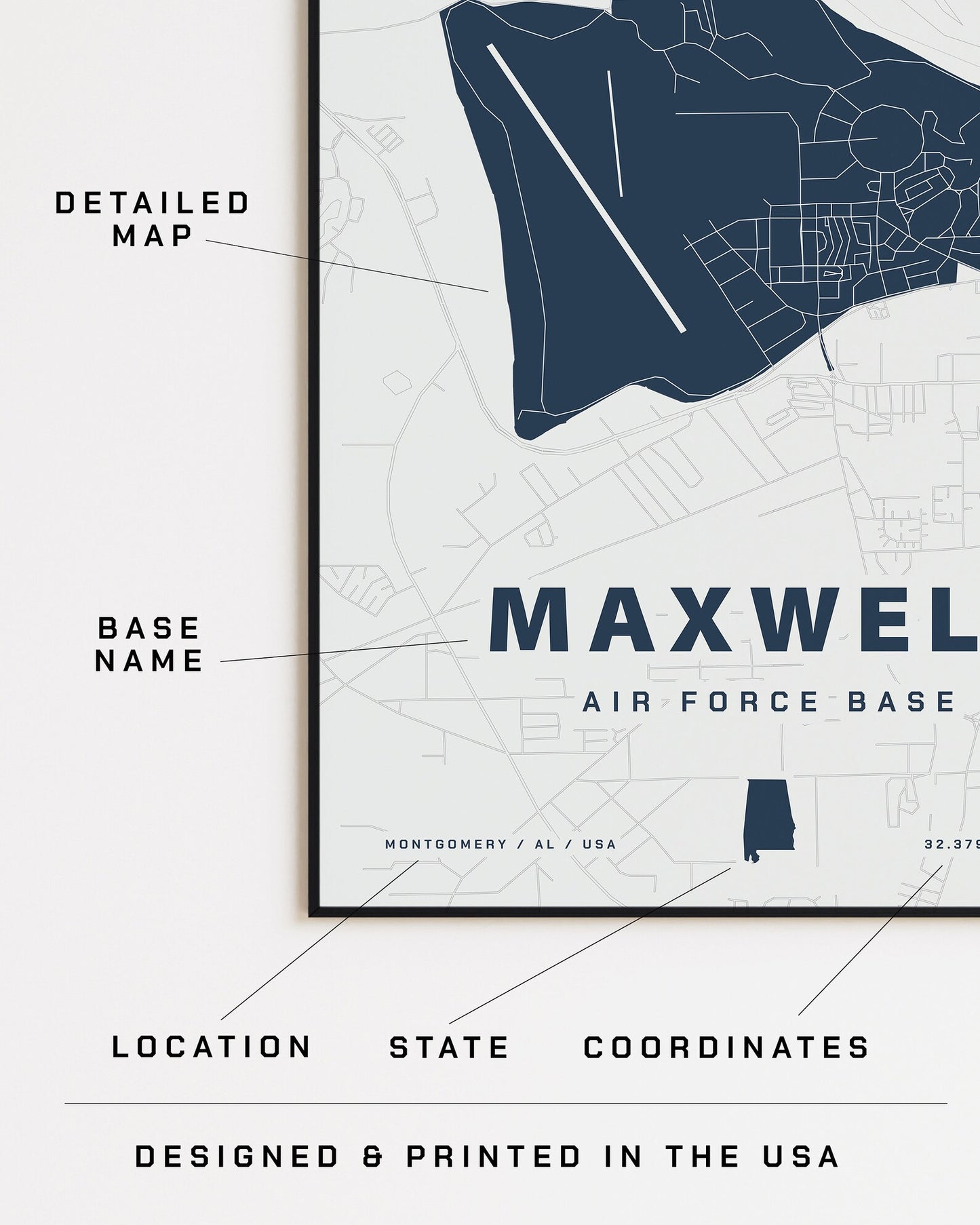 Maxwell Air Force Base Map Print