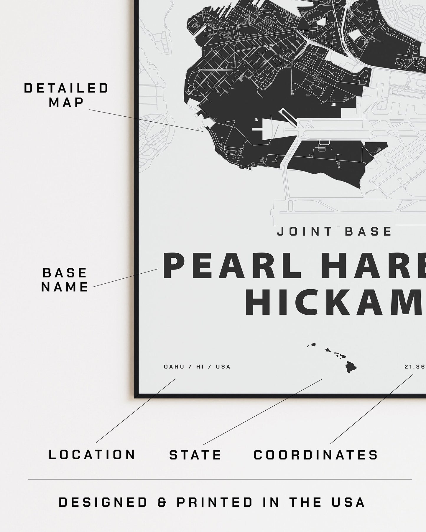 Joint Base Pearl Harbor-Hickam Map Print