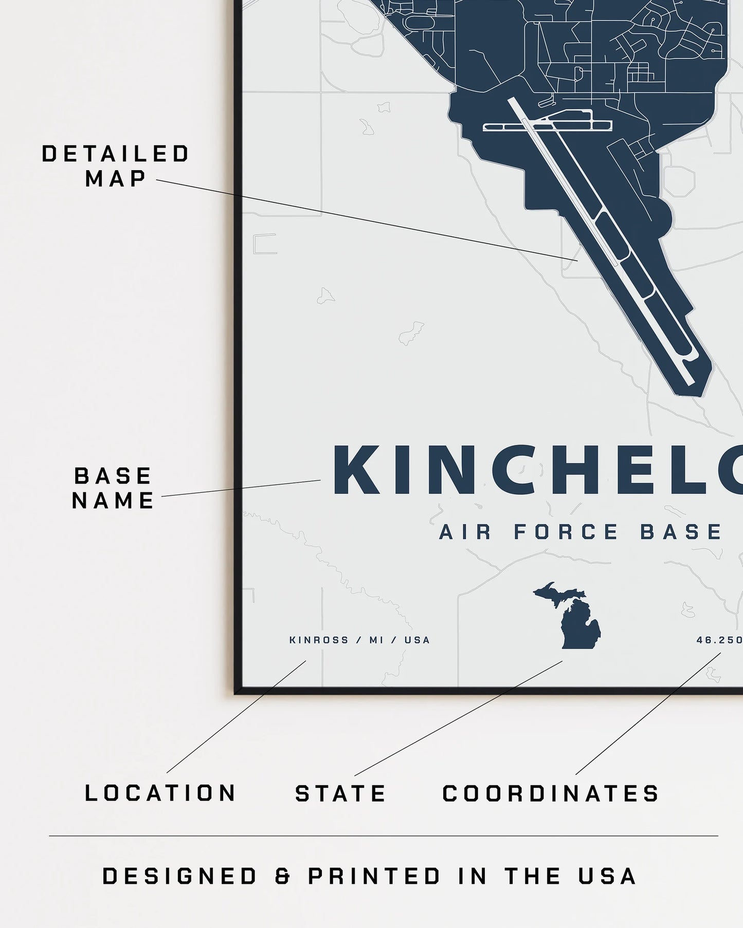 Kincheloe Air Force Base Map Print