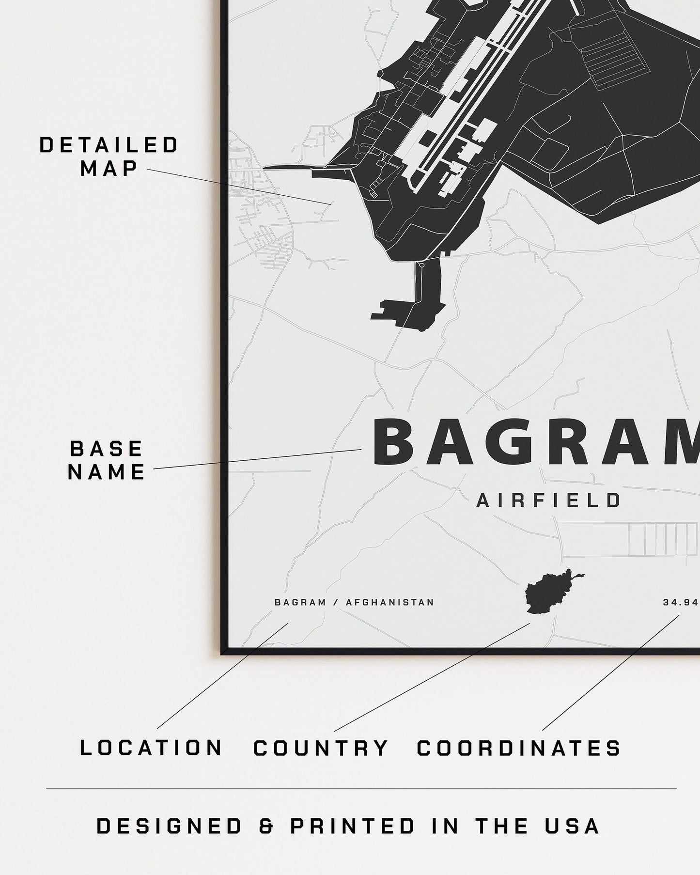Bagram Air Base Map Print