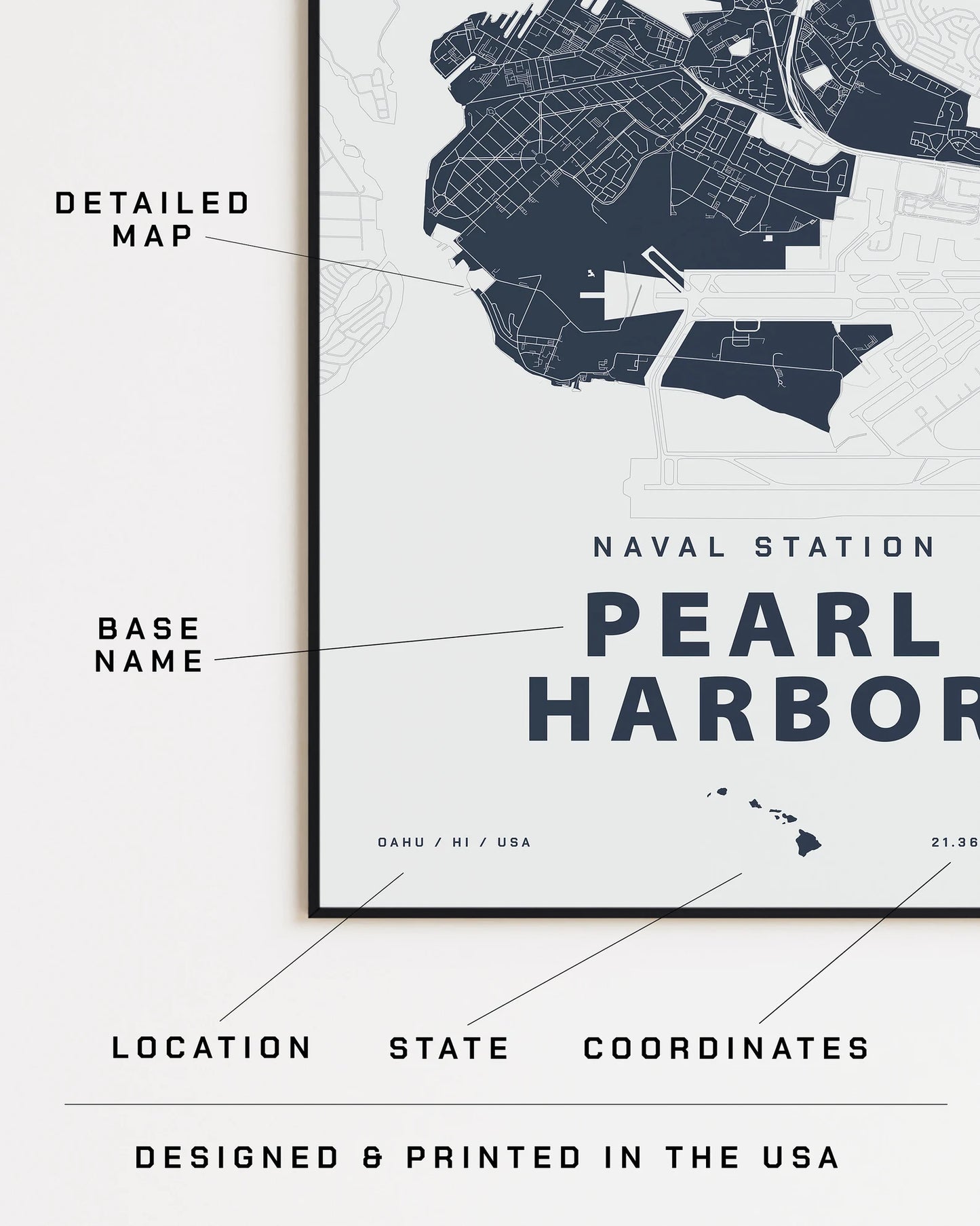 Naval Station Pearl Harbor Map Print