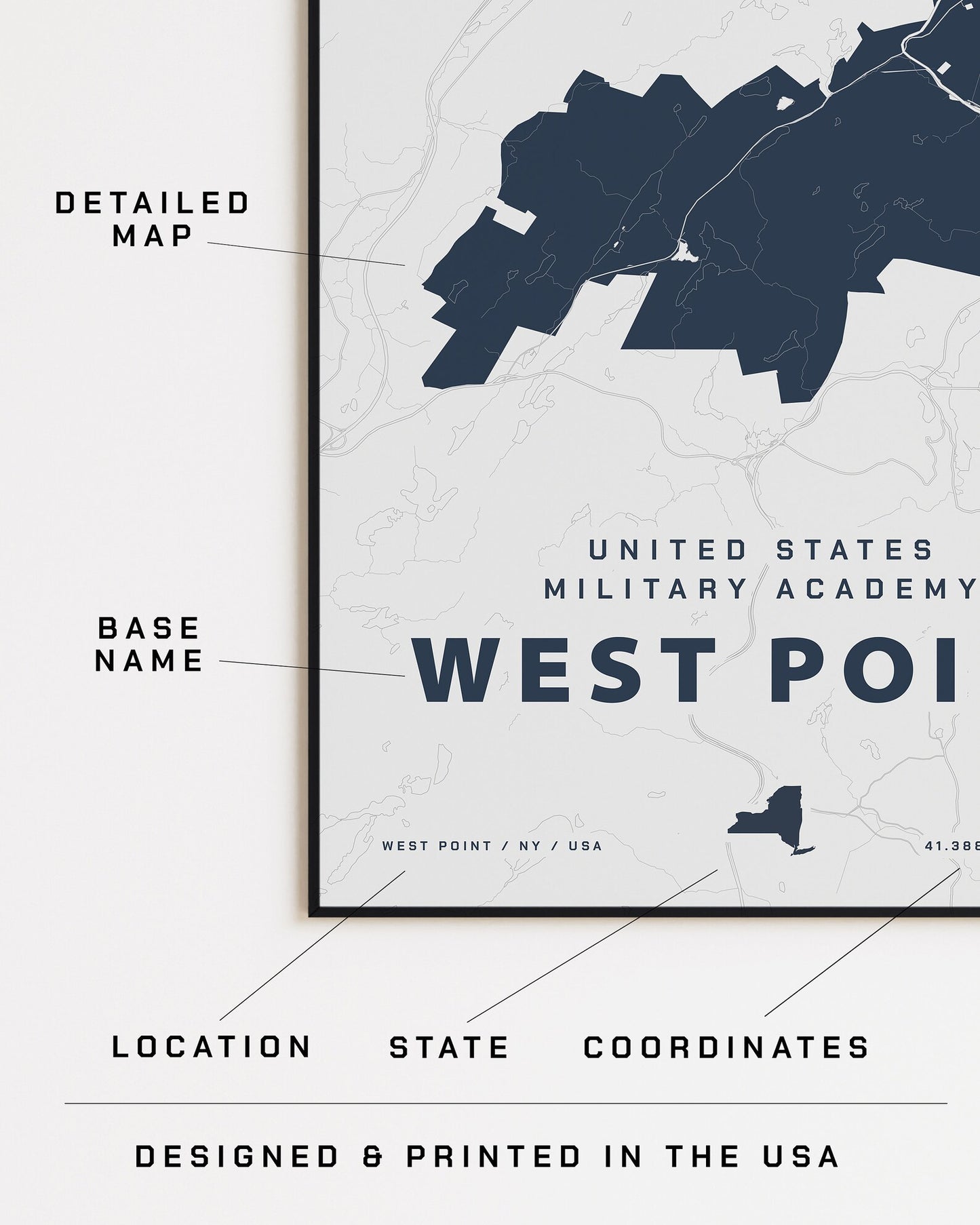 USMA West Point Map Print