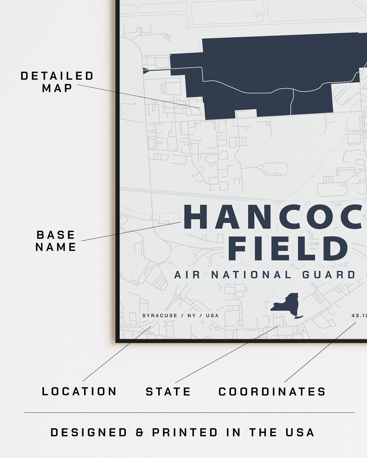Hancock Field Air National Guard Base Map Print