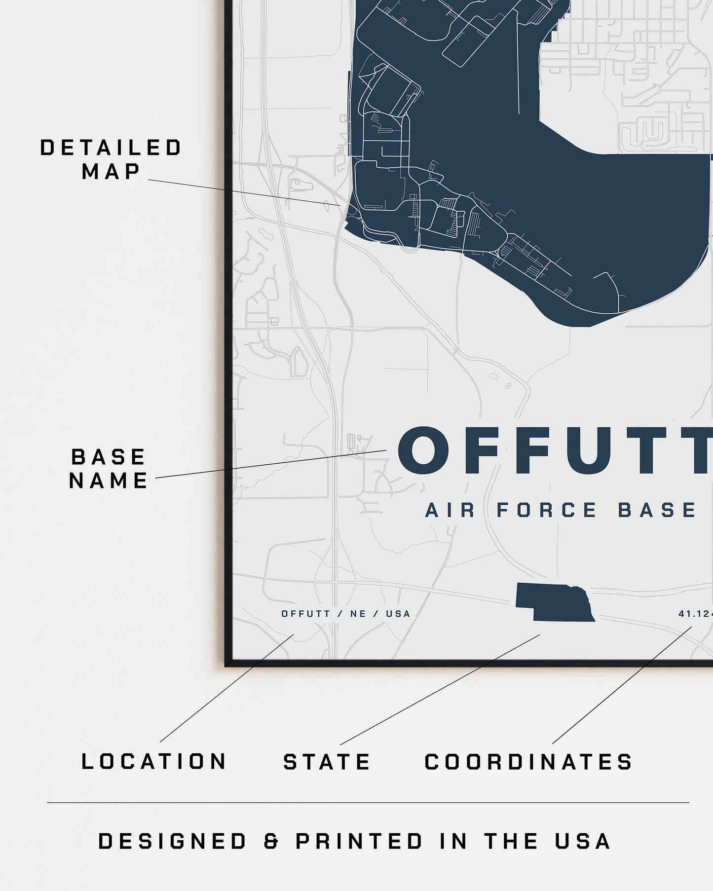 Offutt Air Force Base Map Print