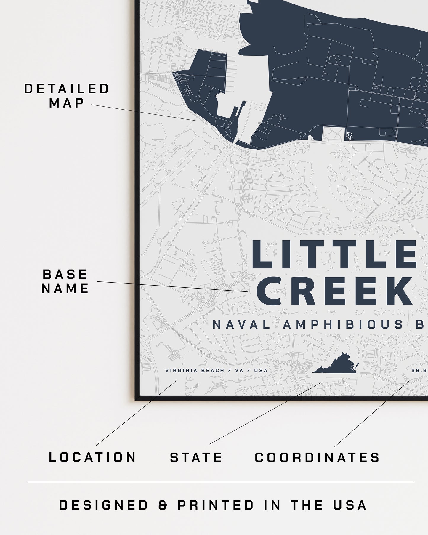 Little Creek Naval Amphibious Base Map Print