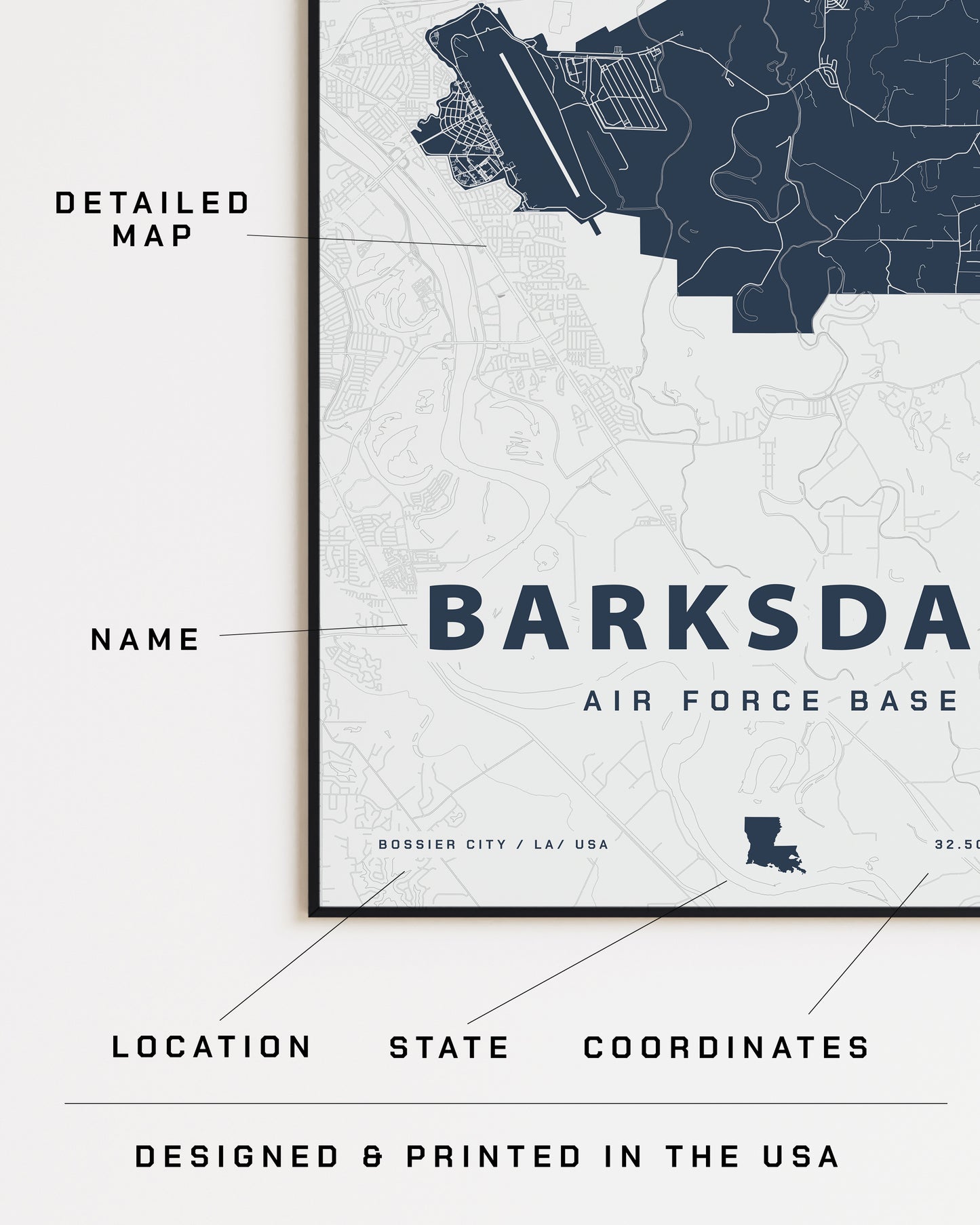 Barksdale Air Force Base Map Print