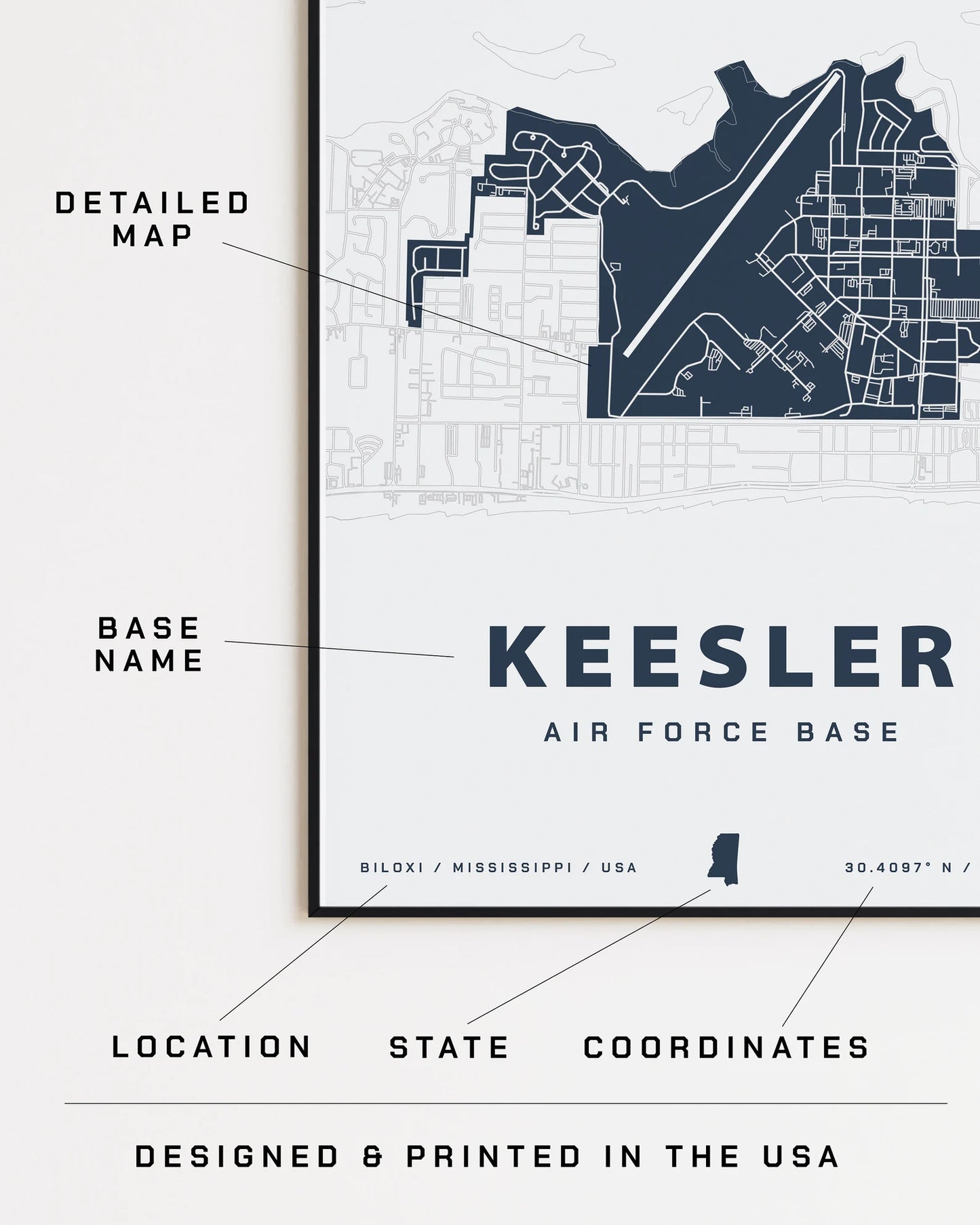 Keesler Air Force Base map print