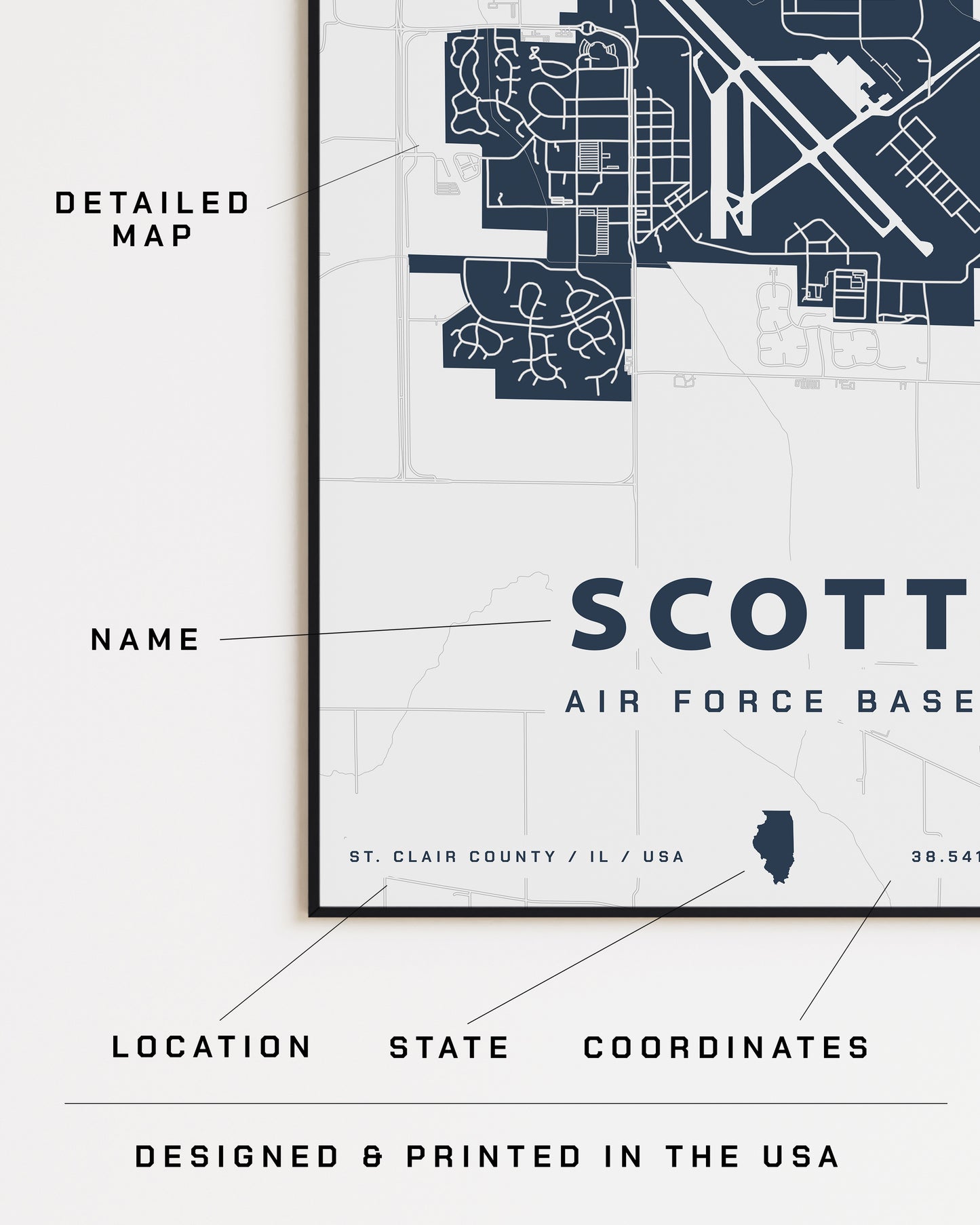 Scott Air Force Base Map Print