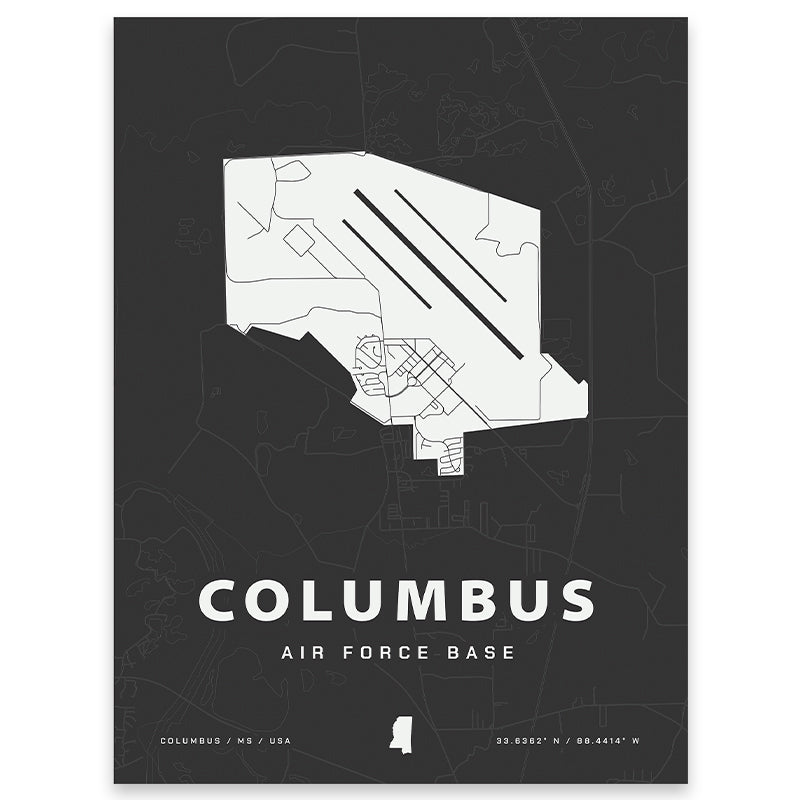 Columbus Air Force Base Map Print