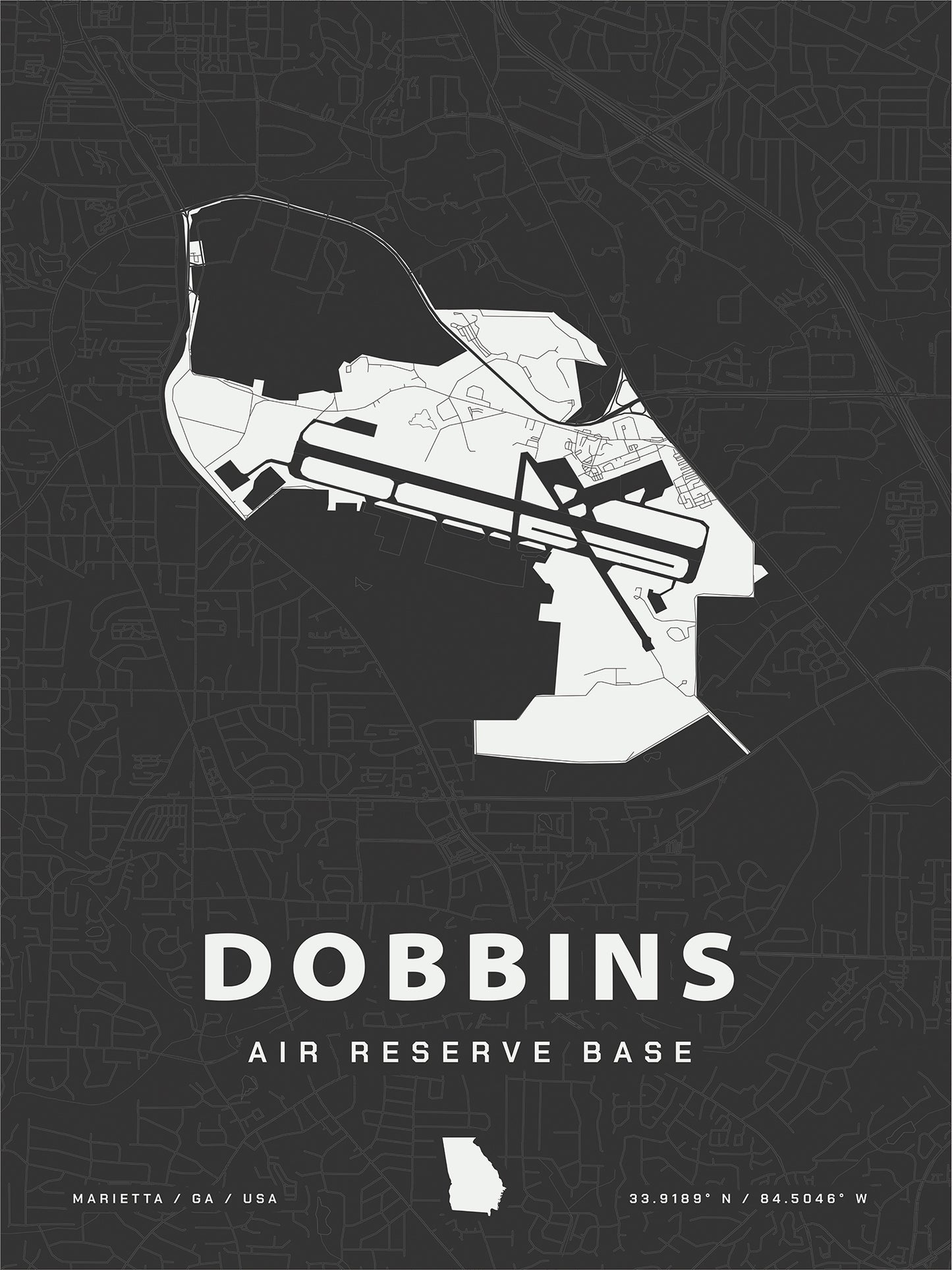 Dobbins Air Reserve Base Map Print