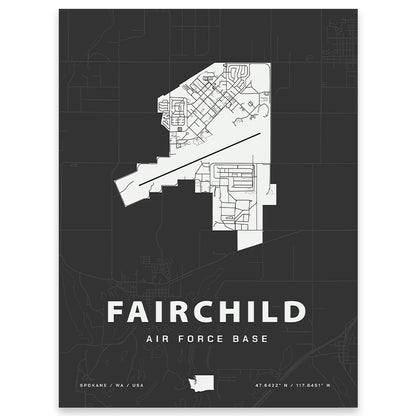 Fairchild Air Force Base Map Print