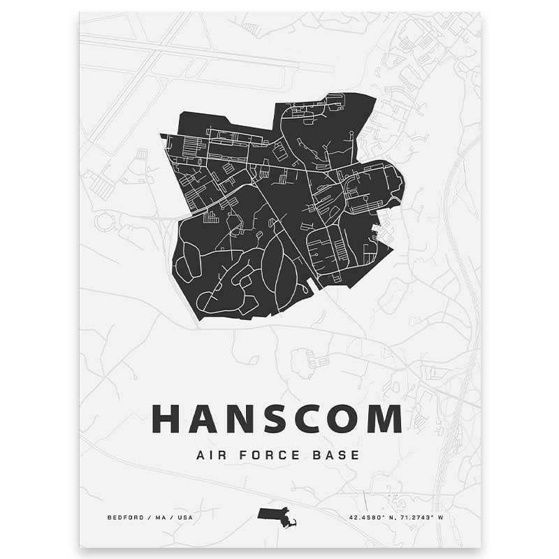 Hanscom Air Force Base Map Print | Home Base Maps
