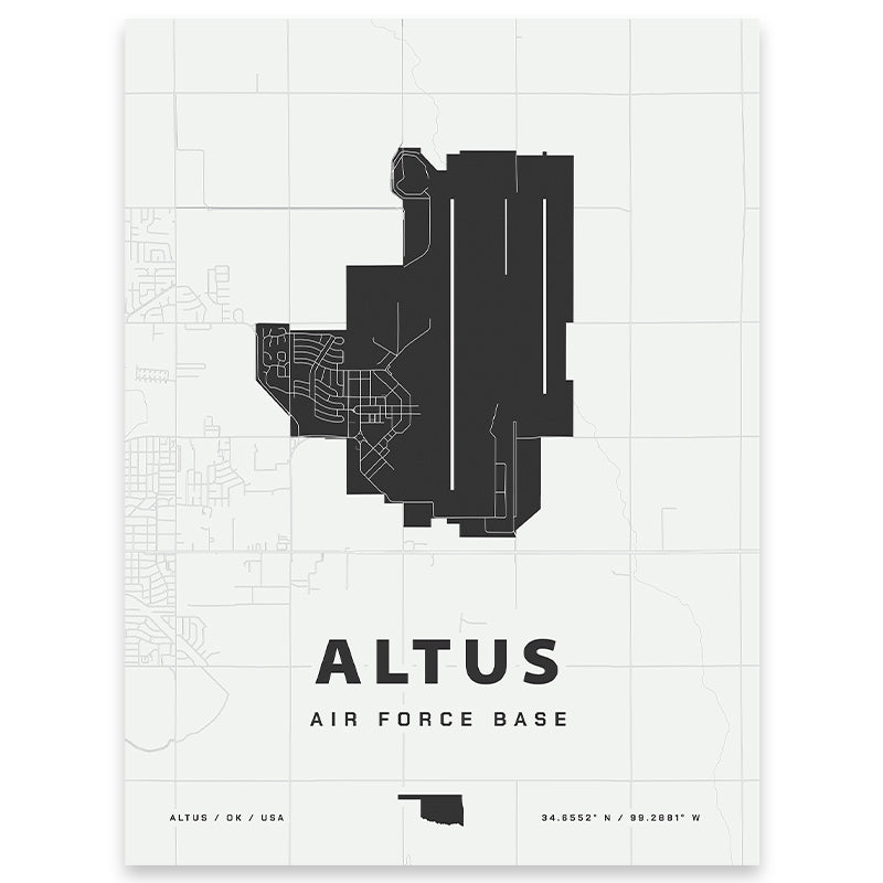 Altus Air Force Base Map Print | Home Base Maps