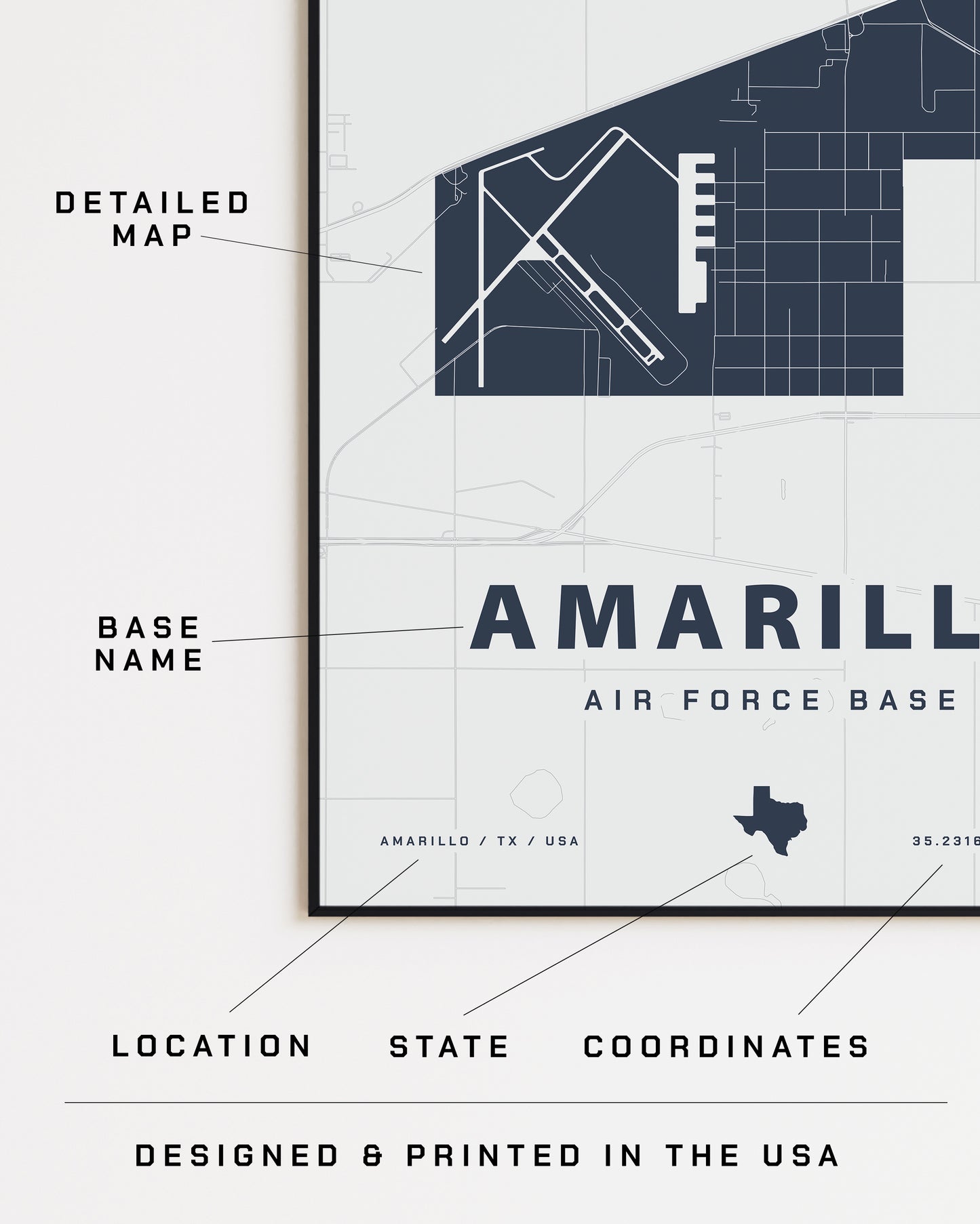 Amarillo Air Force Base Map Print