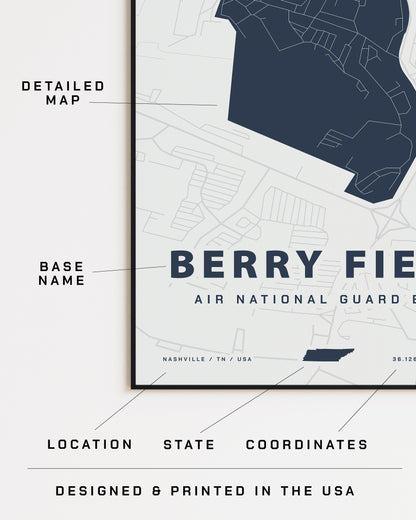 Berry Field Air National Guard Base Map Print