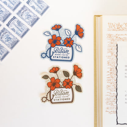 Bloom Where You're Stationed Vinyl Sticker