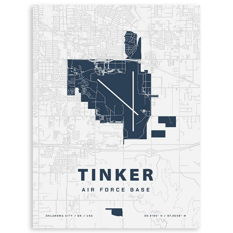 Tinker Air Force Map Print